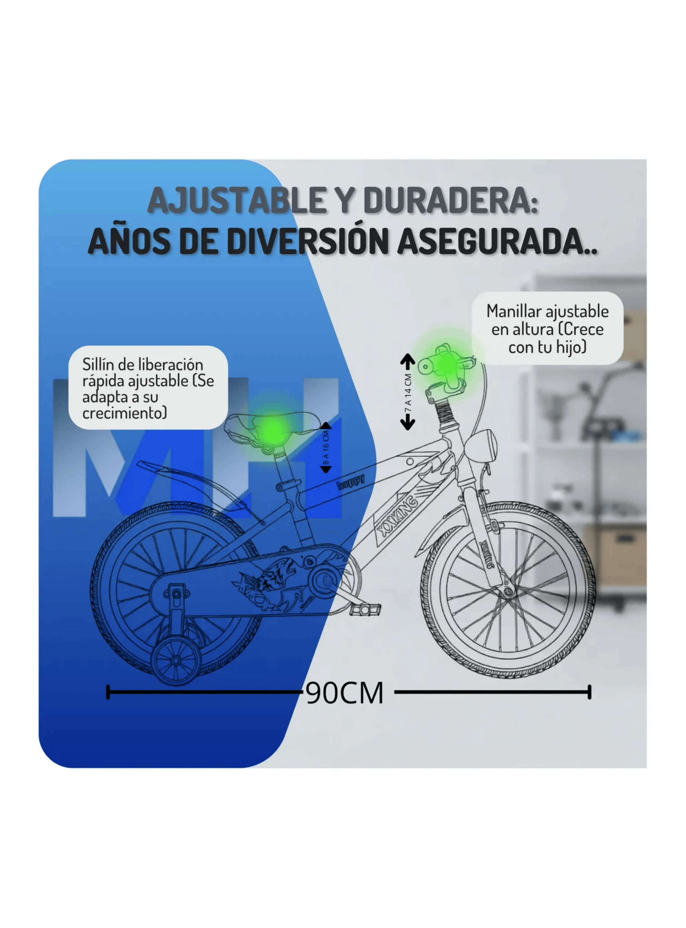 Bicicleta Infantil Con Rueditas Luz Led Guardabarros 12 O 16-7