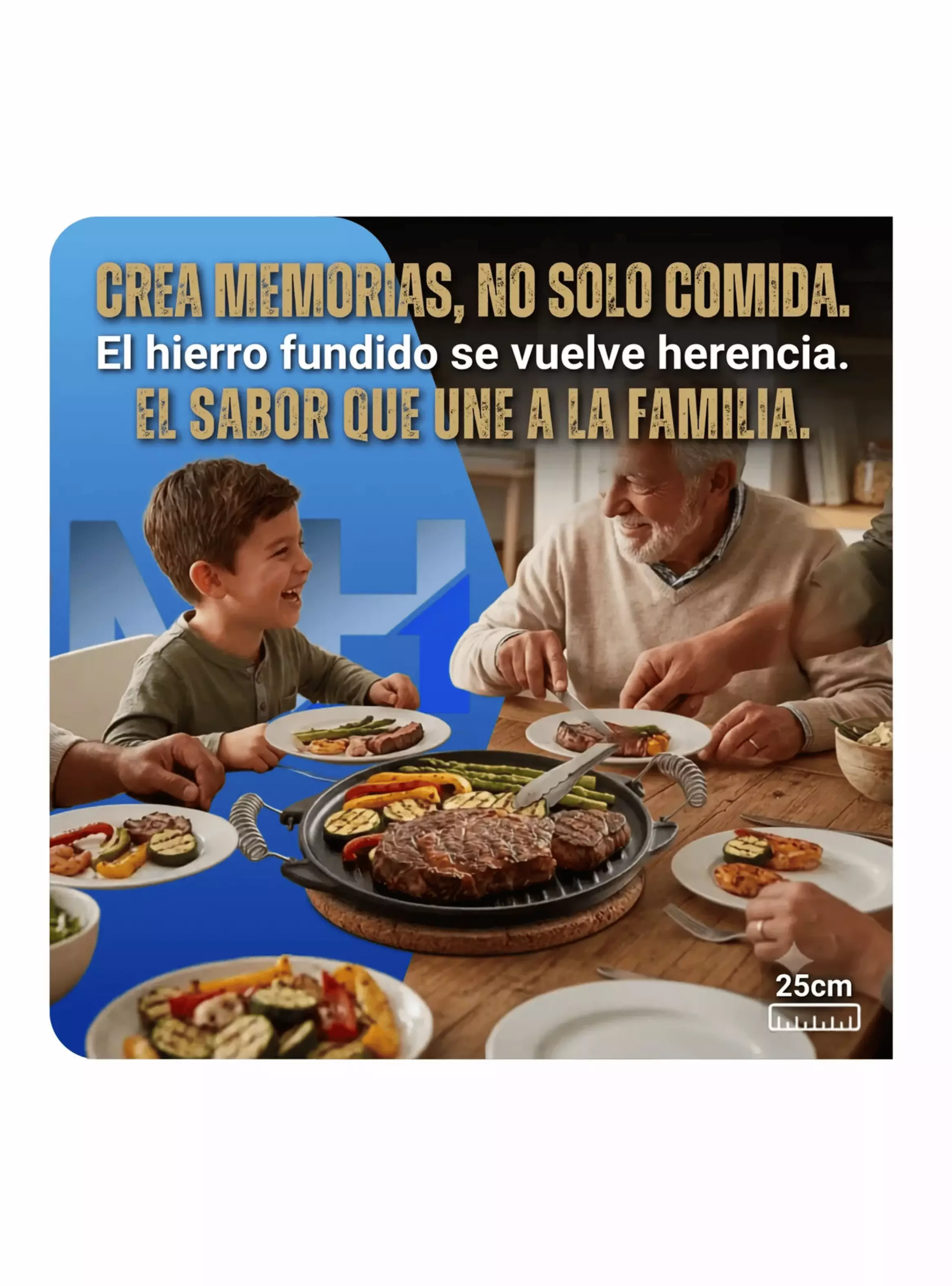 Plancha Churrasquera Reversible Fierro Fundido 25cm Asas-4