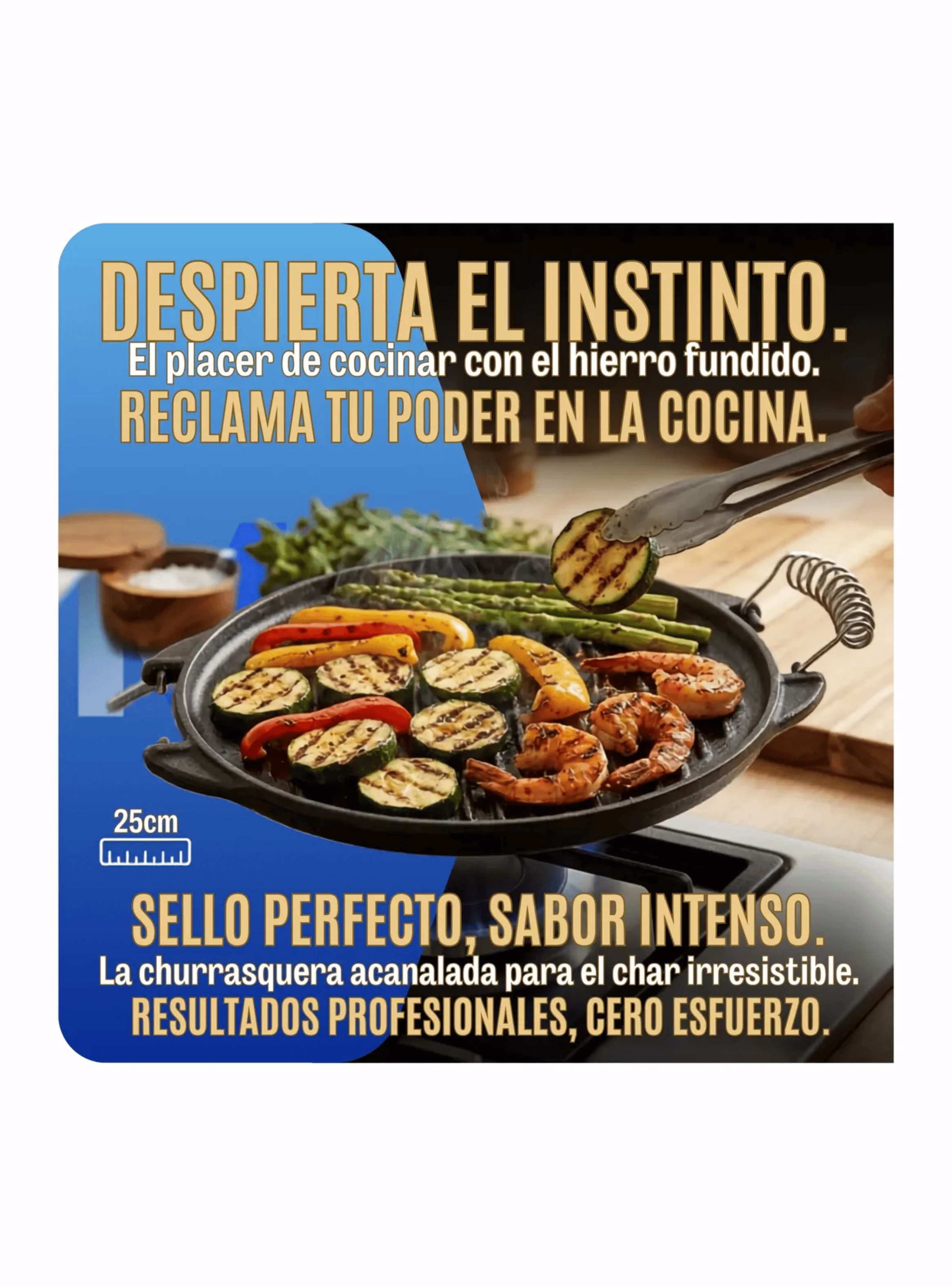 Plancha Churrasquera Reversible Fierro Fundido 25cm Asas-7