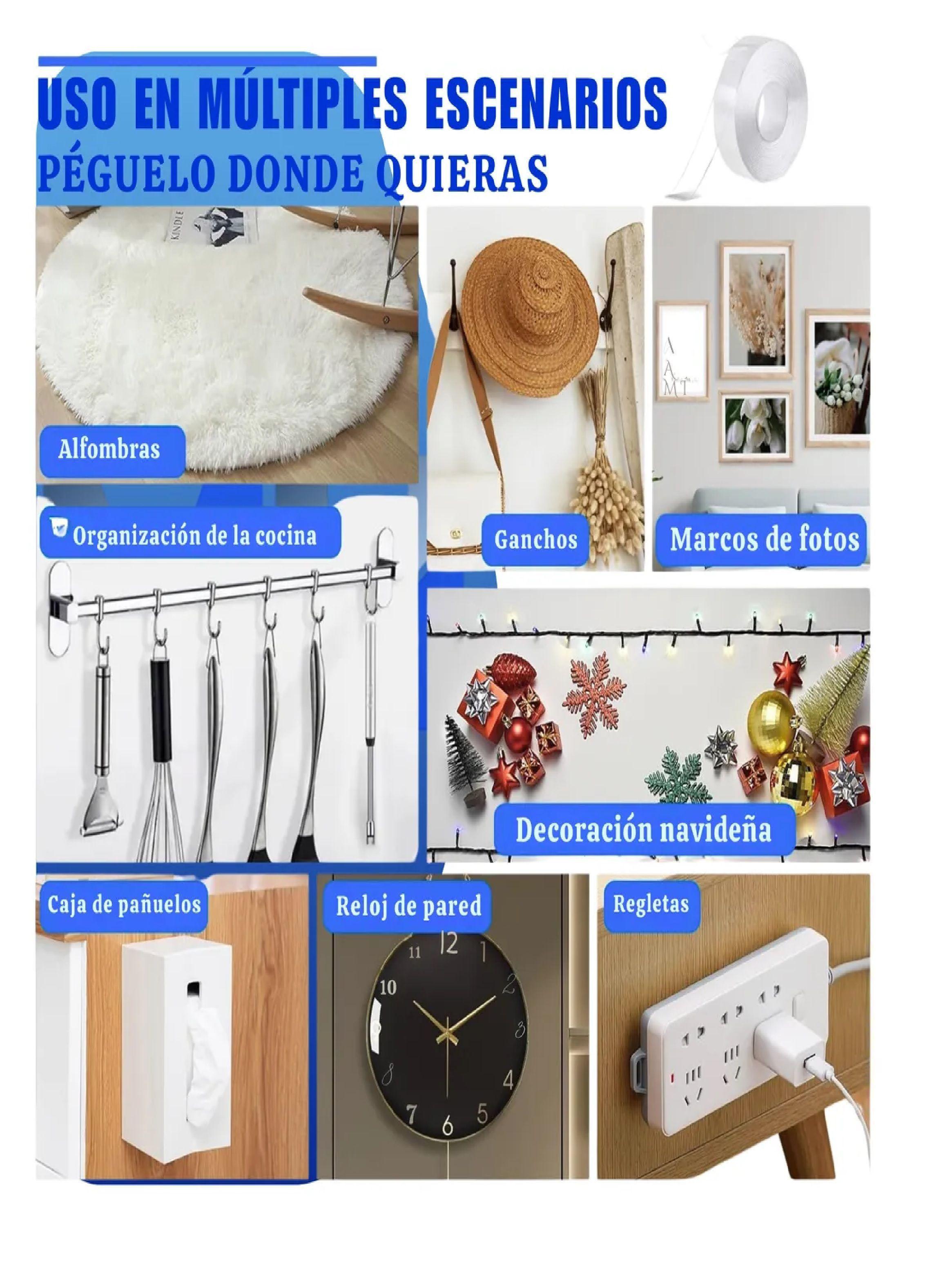 Pack X3 Cinta Doble Contacto Nano Gel Invisible Lavable 3mts-3