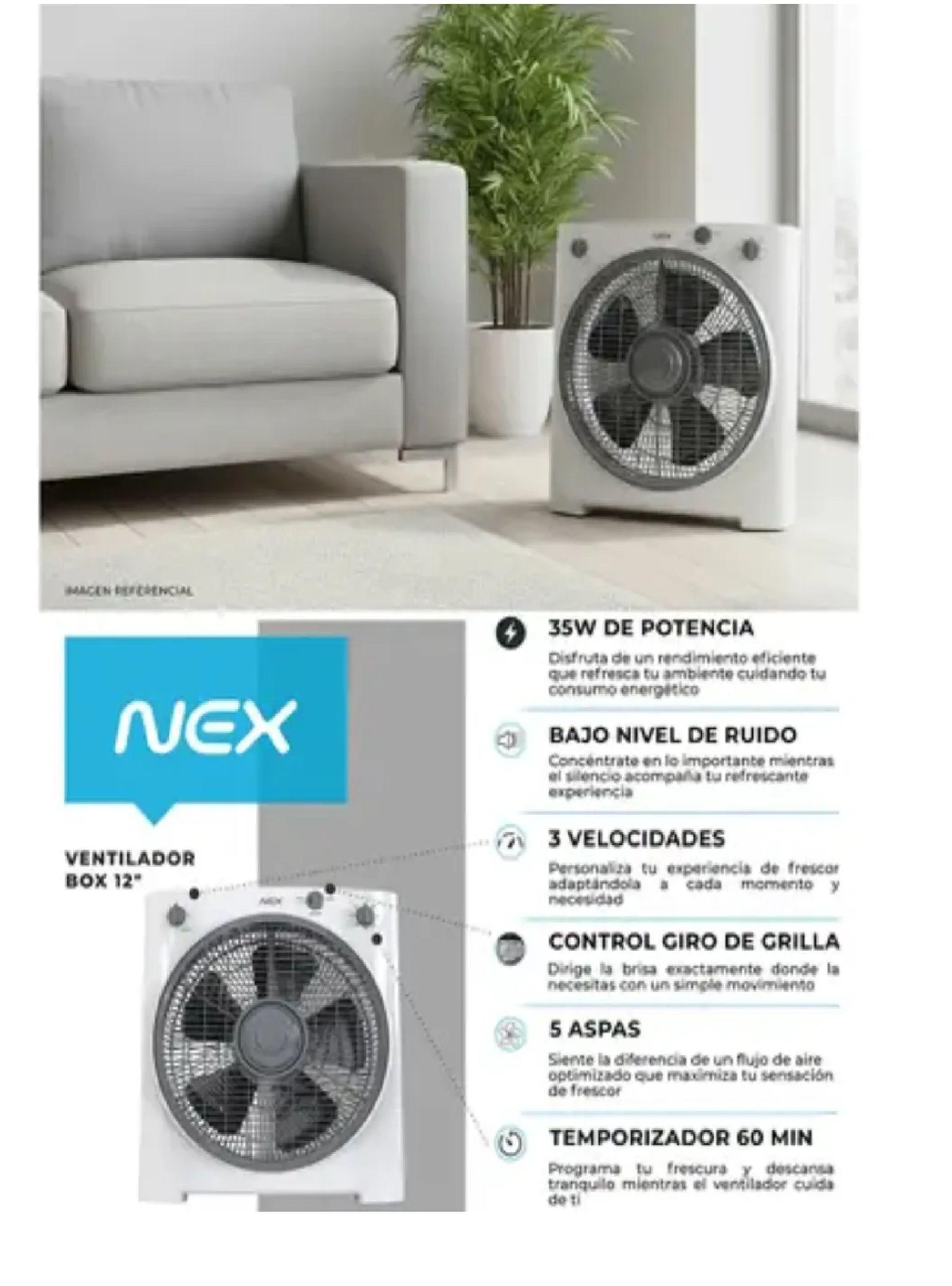 Ventilador Nex Box 12 Pulgadas 35w Blanco Silencioso-4