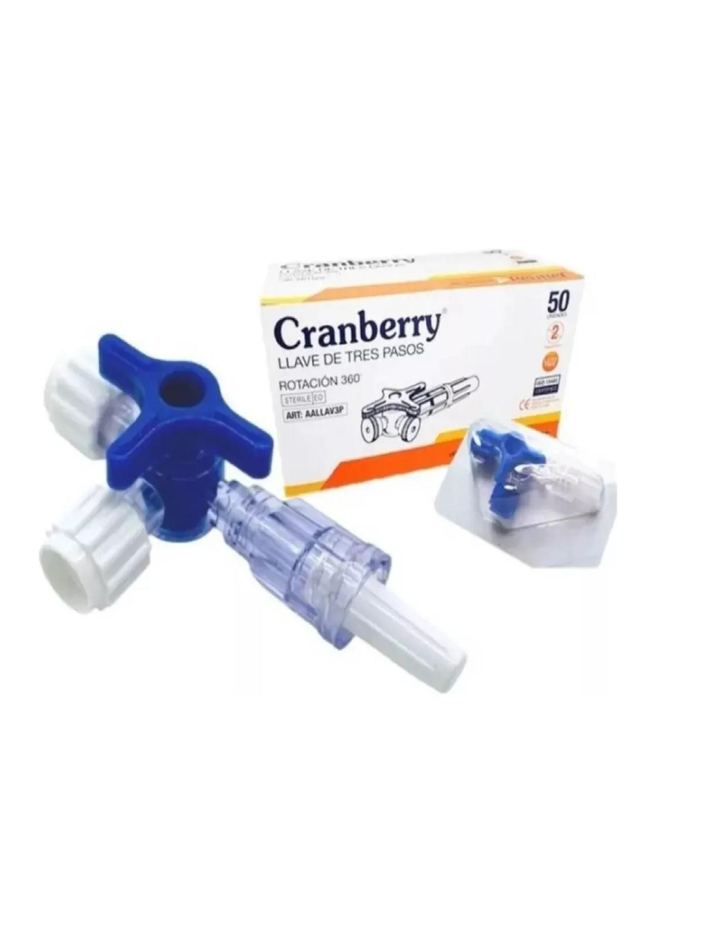 Llave 3 Pasos Rotación 360 Estéril Cranberry Caja X50 Unid.-3