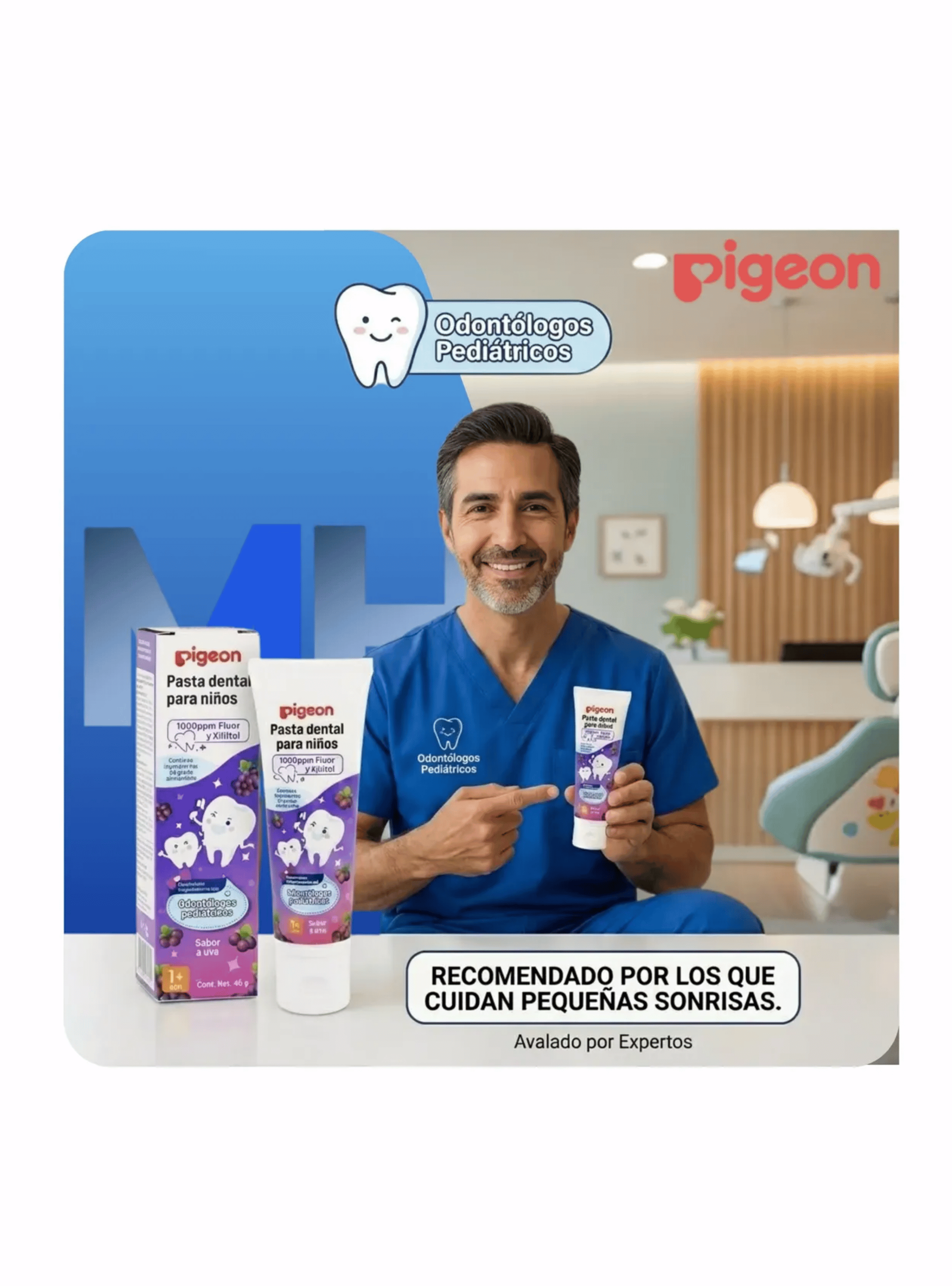 Pasta Dental Infantil Pigeon 1000ppm Fluor 45g Elegir Sabor a Uva-4