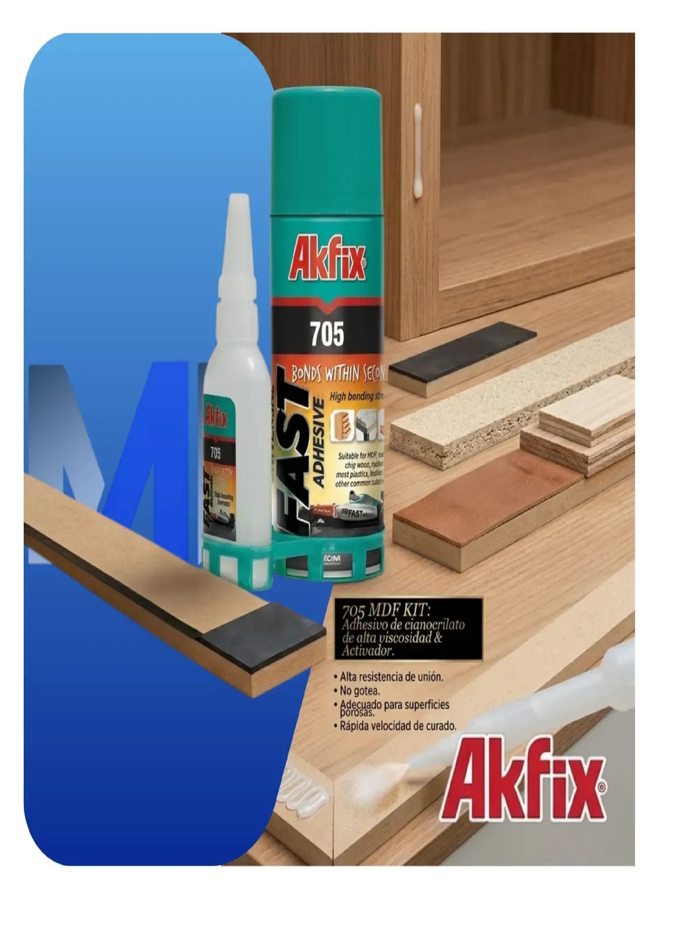 Adhesivo Instantaneo Madera Akfix 705 Kit 400ml 125g Mdf-3