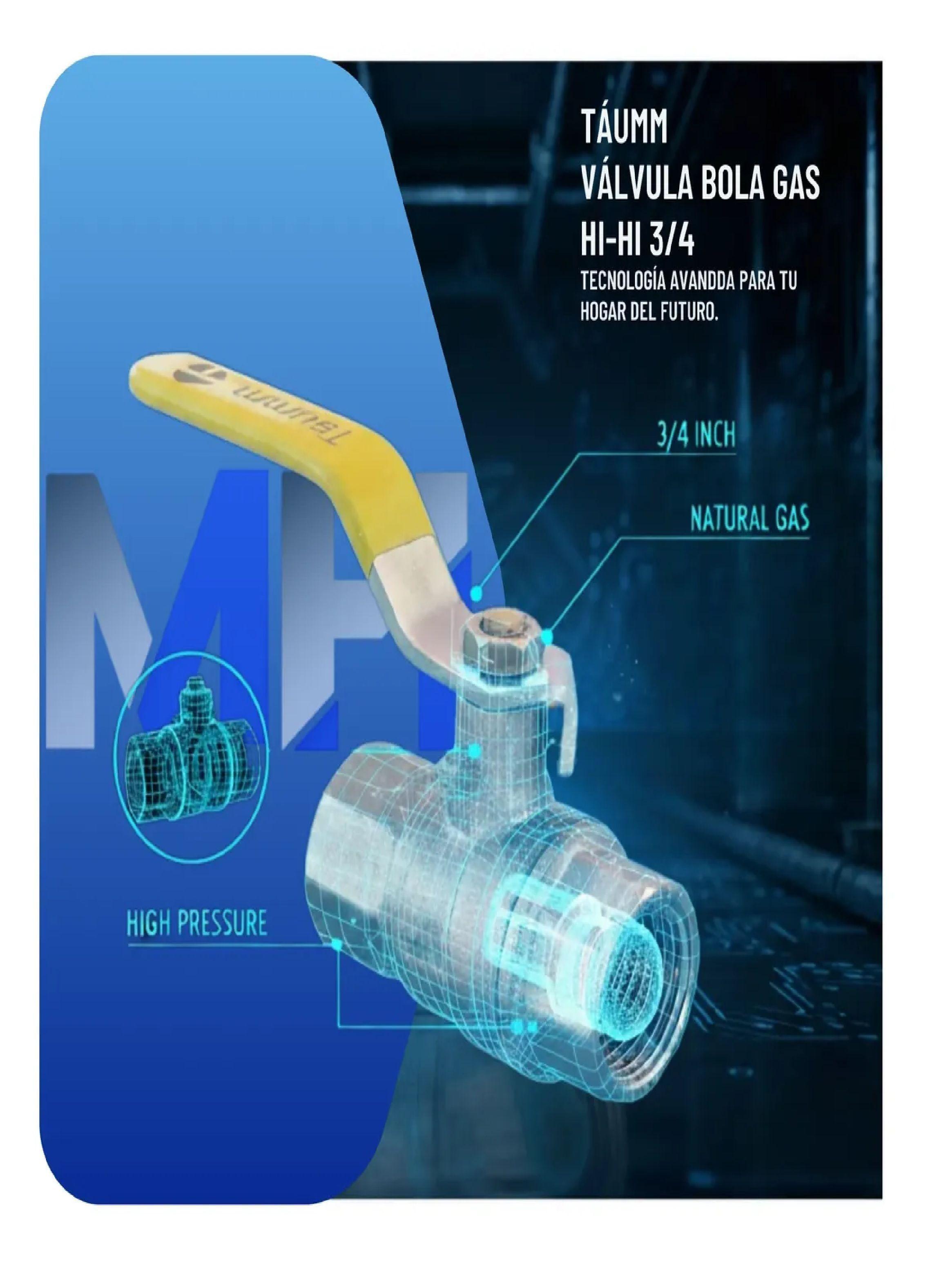 Llave De Paso Bola Gas 3/4 Hi-hi Taumm X3 Certificada Sec-4