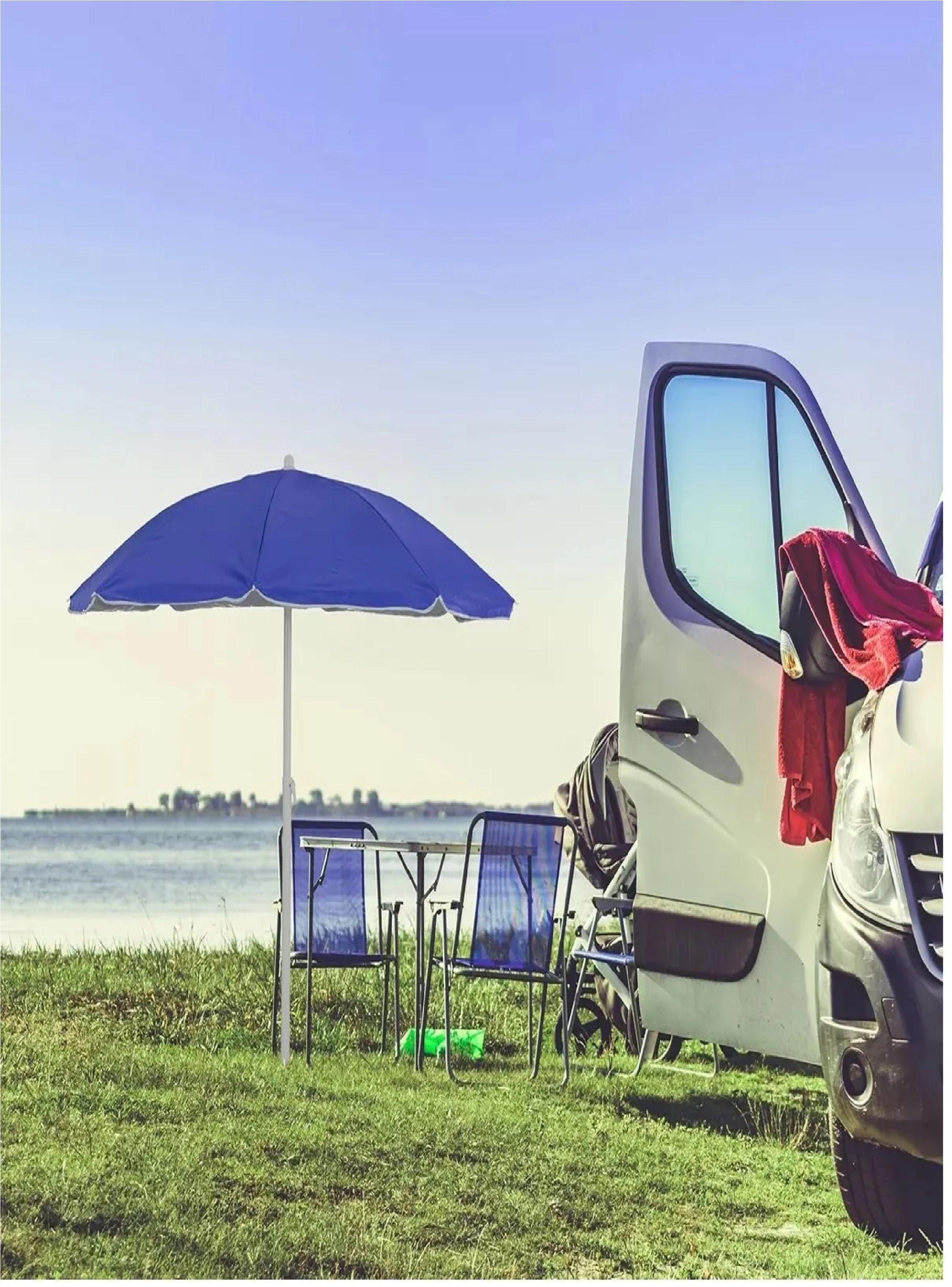 Paraguas Sombrilla Quitasol Filtro Uv Playa 160cm Azul-3