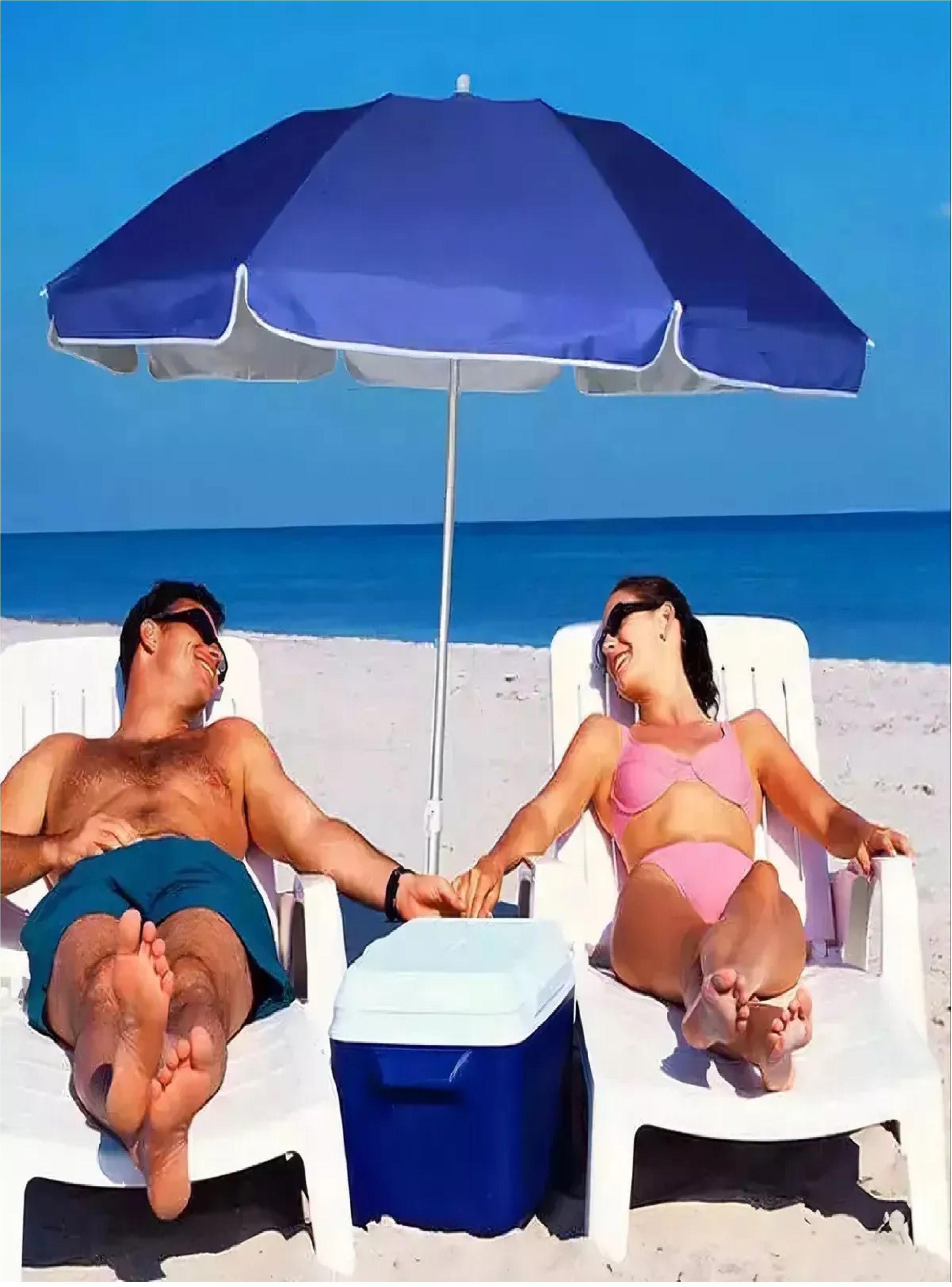 Paraguas Sombrilla Quitasol Filtro Uv Playa 160cm Azul-4