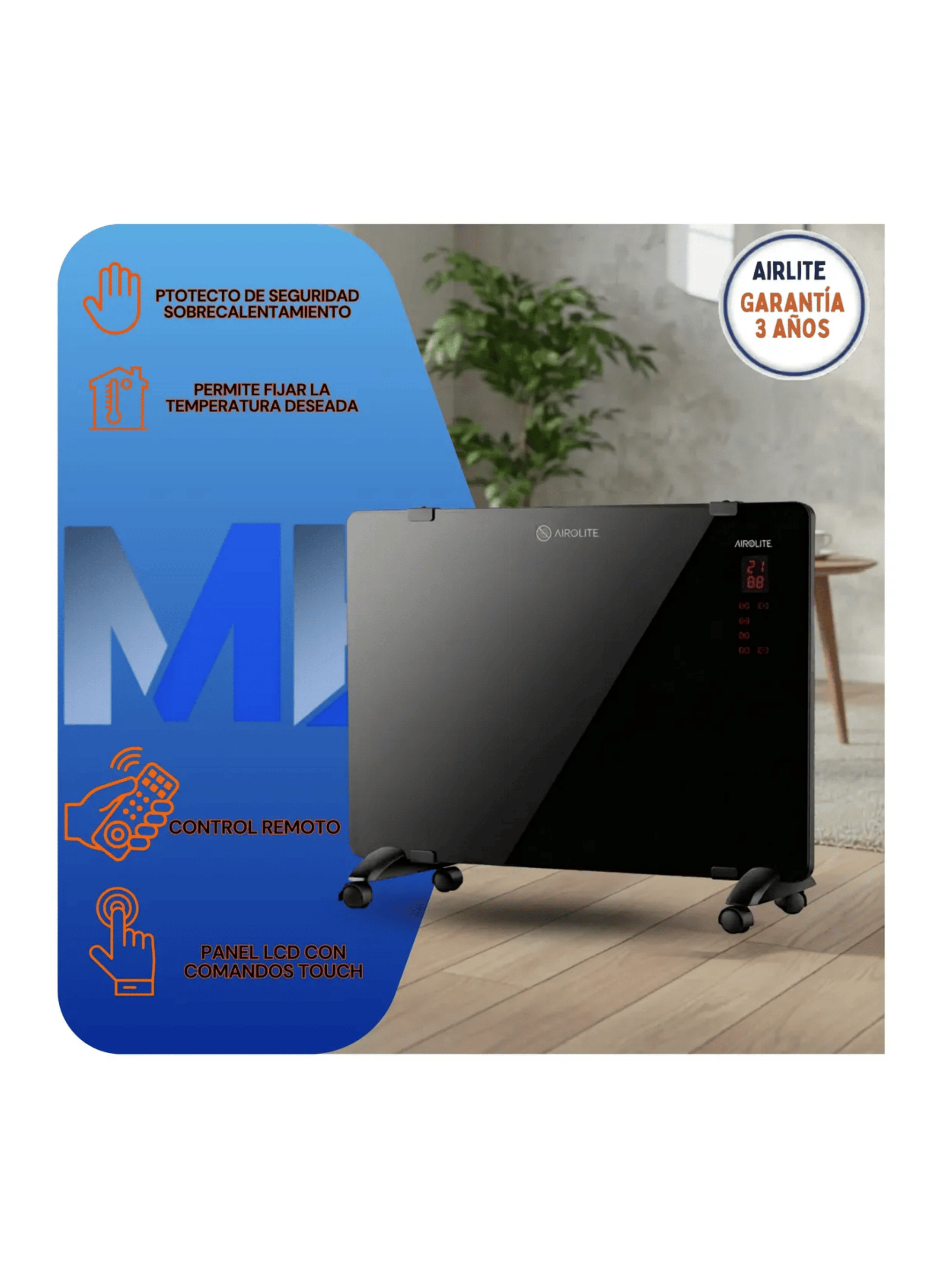 Packx2 Estufa Panel Espejo Airolite Co rp 2000 Pared Digital-2
