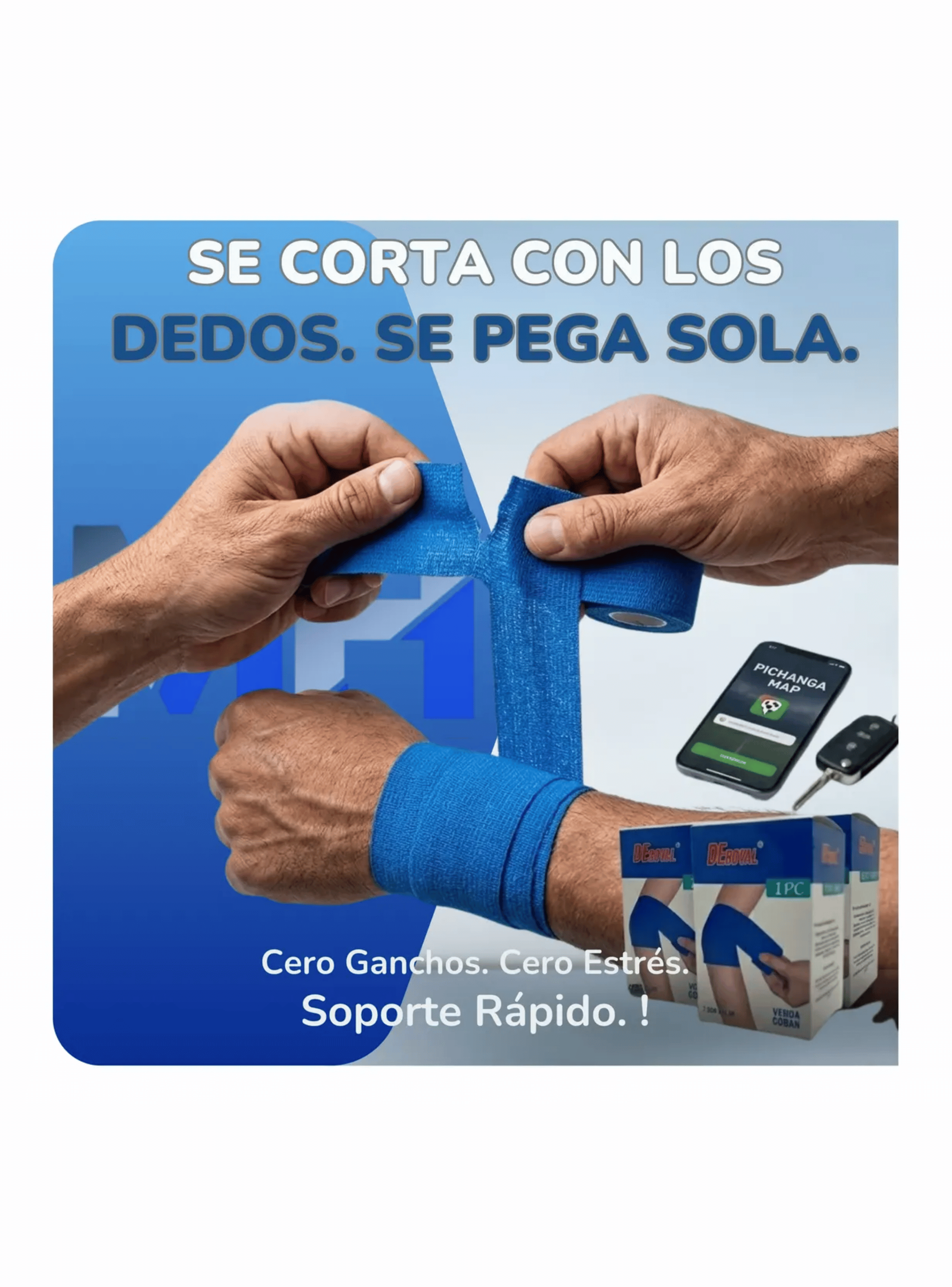 Pack X6 Venda Coban Elastica Autoadherente Deroyal 7 5cm Azul-4