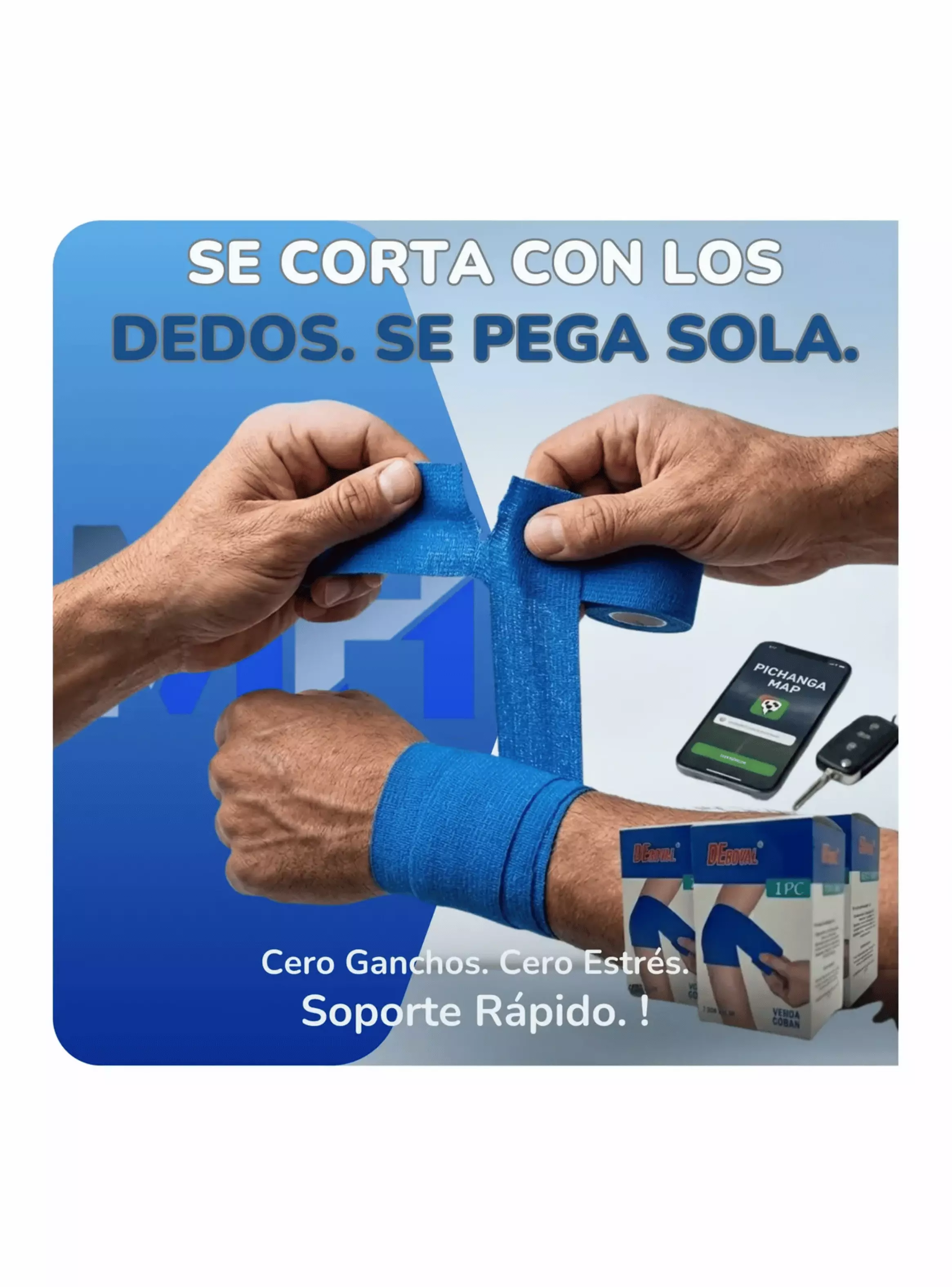 Pack X6 Venda Coban Elastica Autoadherente Deroyal 7 5cm Azul-5