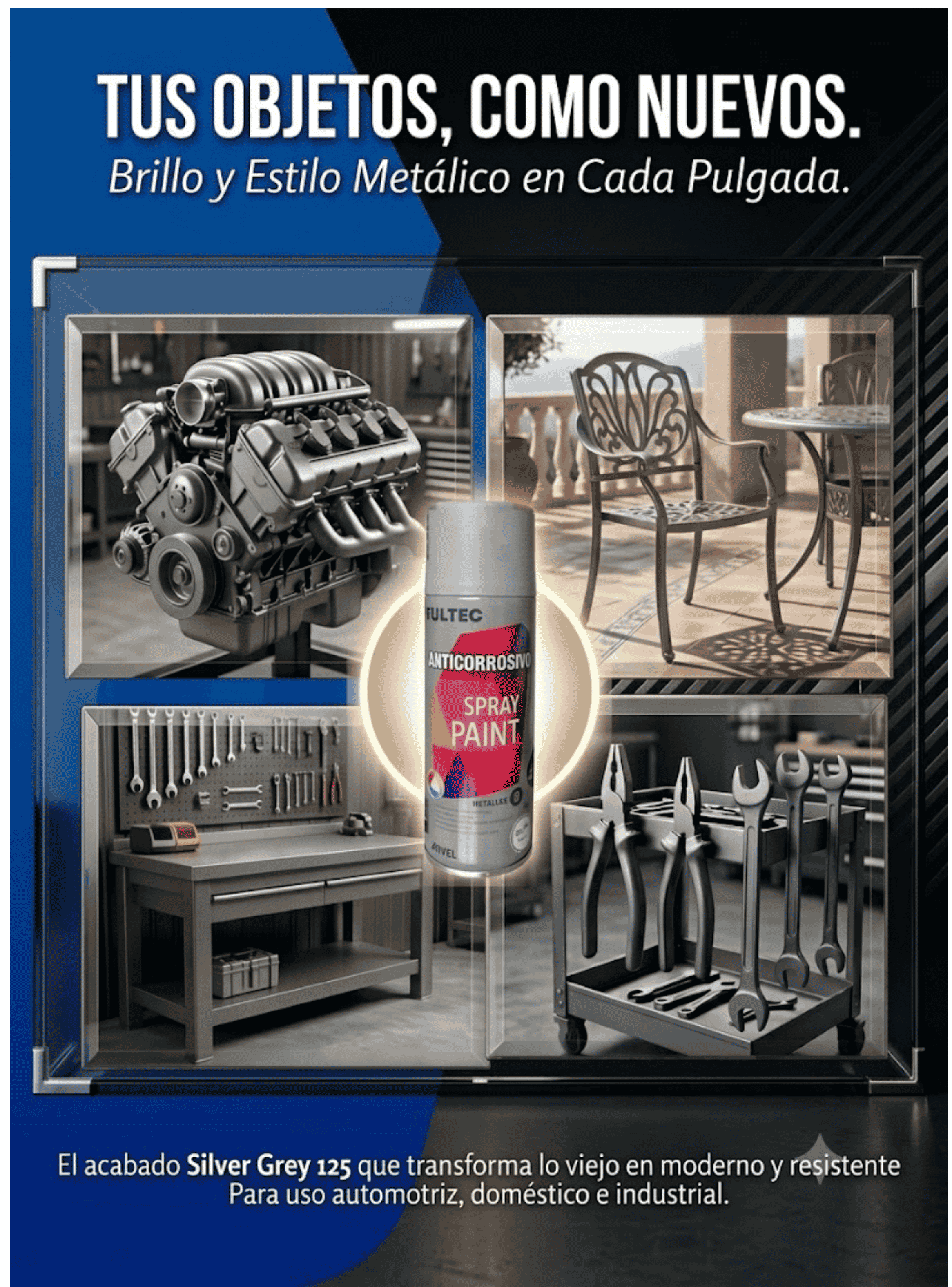 Pack X3 Spray Anticorrosivo Y Antioxidante Fulltec 400ml GRIS SILVER 125-2
