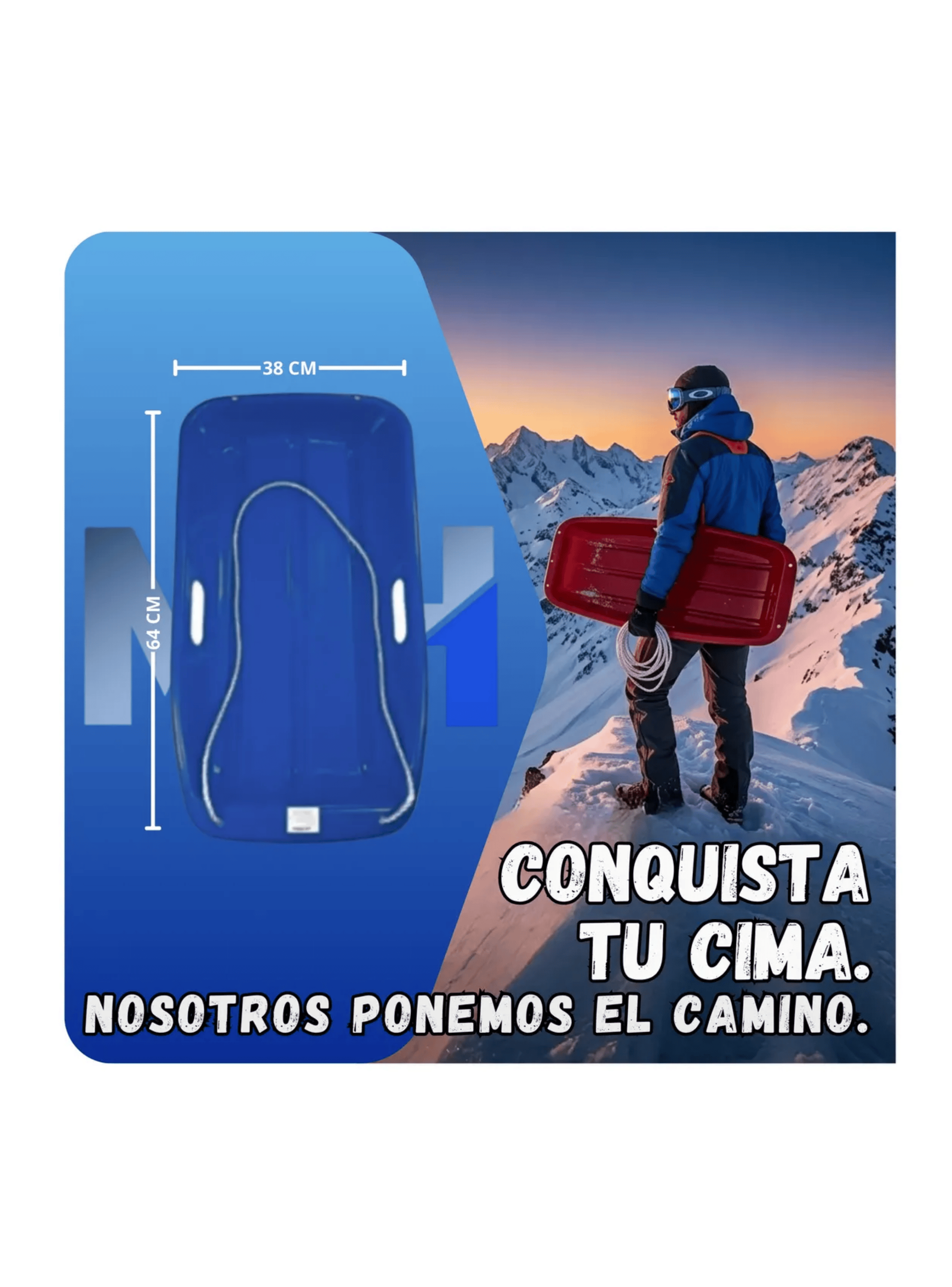 Trineo Deslizante Para Nieve Port til 65x38 Color Azul-2