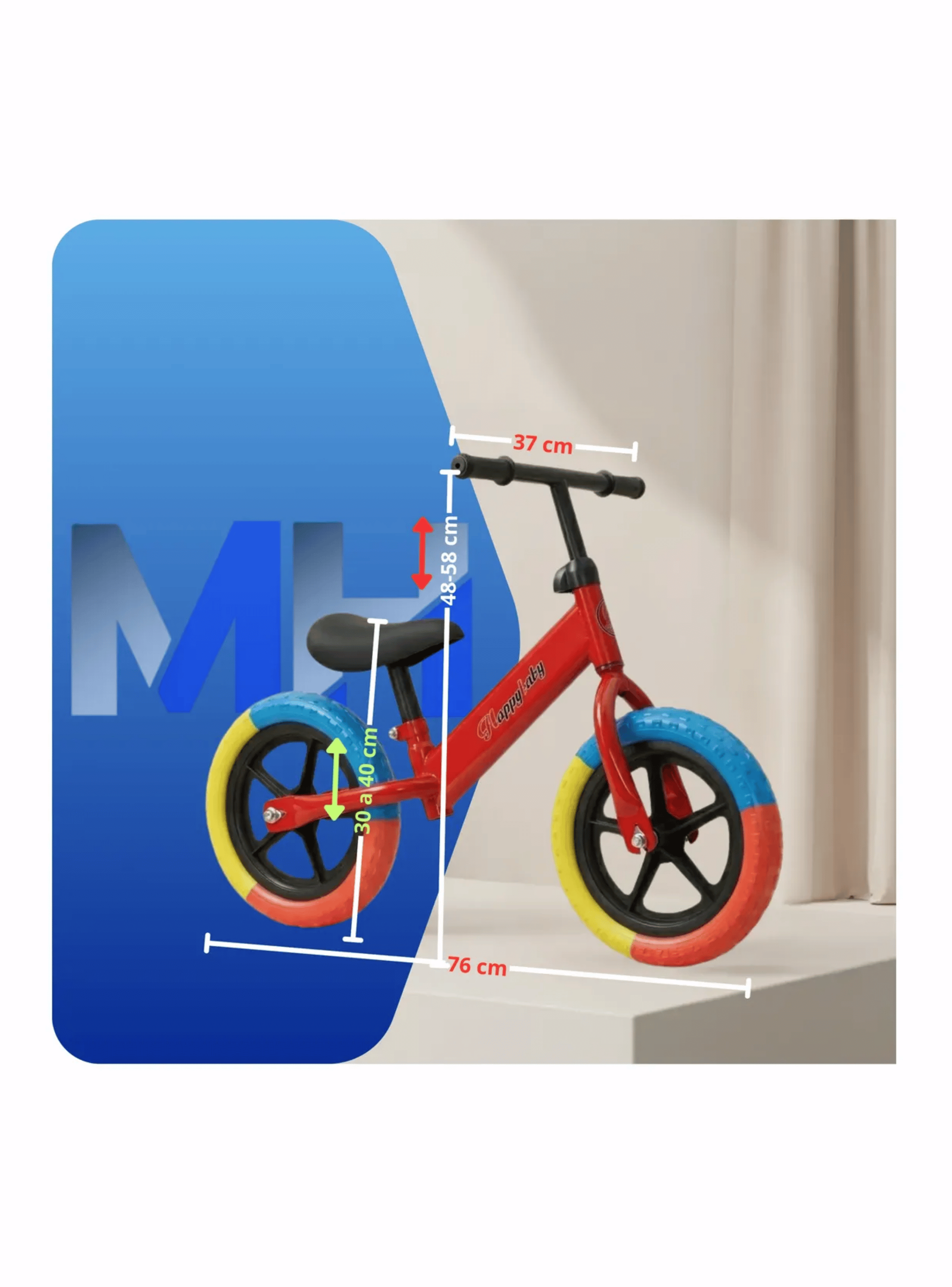 Bicicleta De Equilibrio Aprendizaje Ni os Sin Pedales Star Azul-6