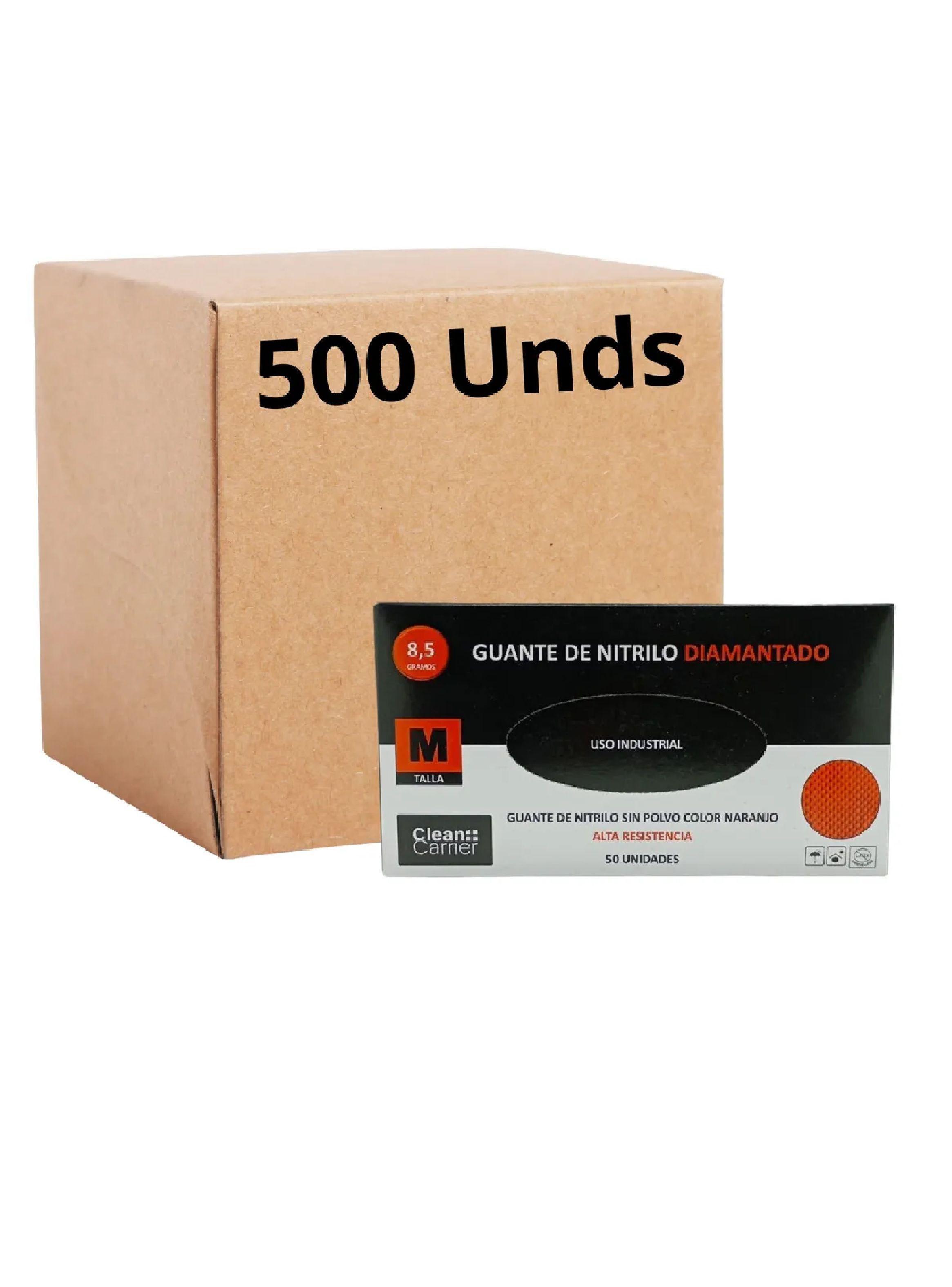 Guantes Nitrilo Naranjo Diamantado 8.5 Grs Pro M X 500unds-0