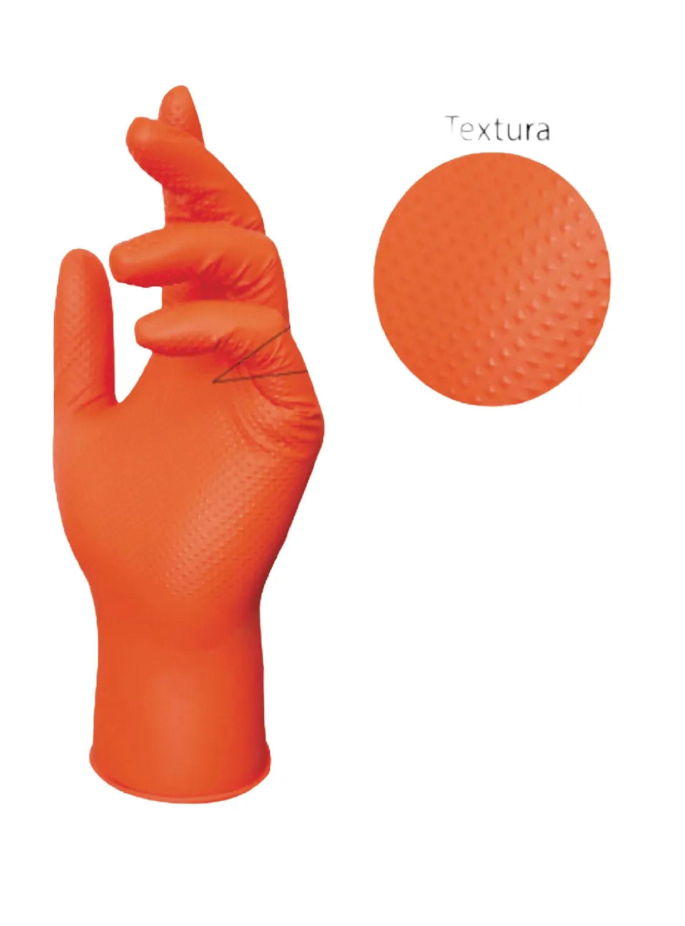 Guantes Nitrilo Naranjo Diamantado 8.5 Grs Pro M X 500unds-1