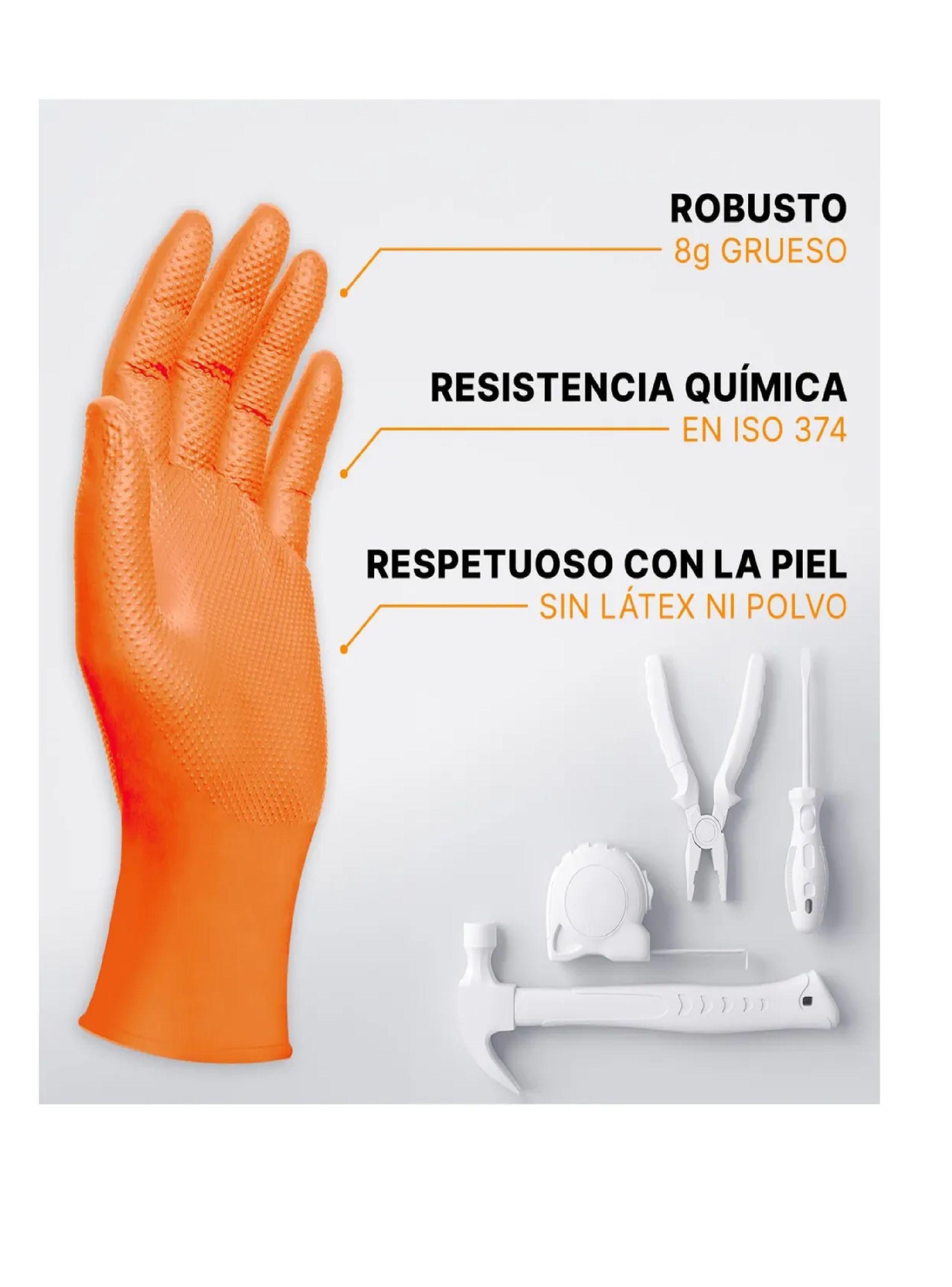Guantes Nitrilo Naranjo Diamantado 8.5 Grs Pro M X 500unds-2