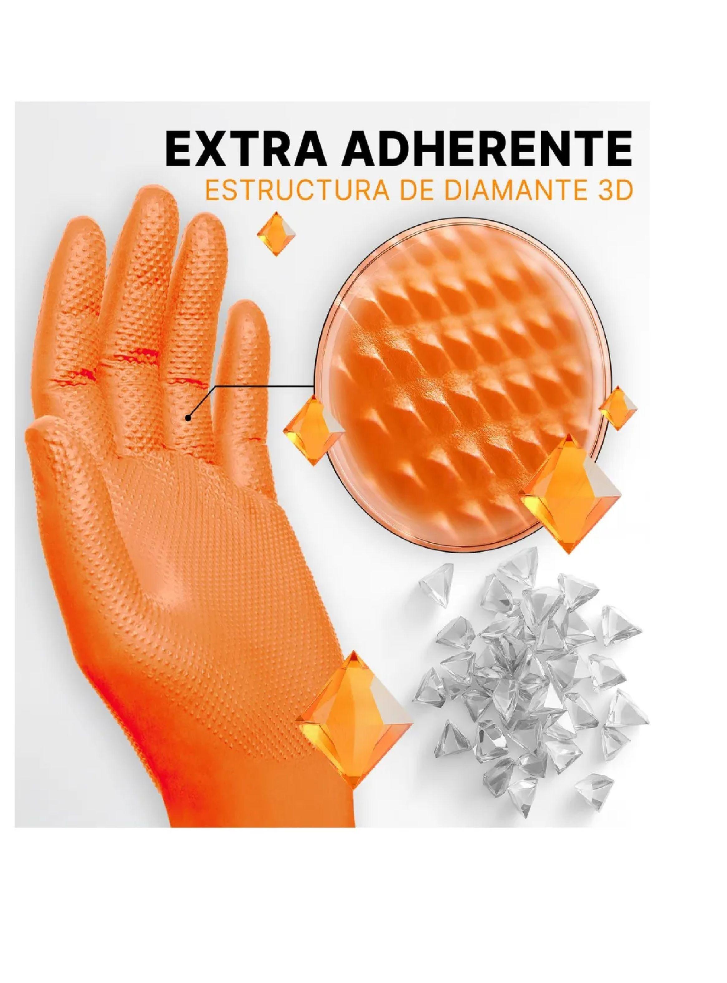 Guantes Nitrilo Naranjo Diamantado 8.5 Grs Pro M X 500unds-3