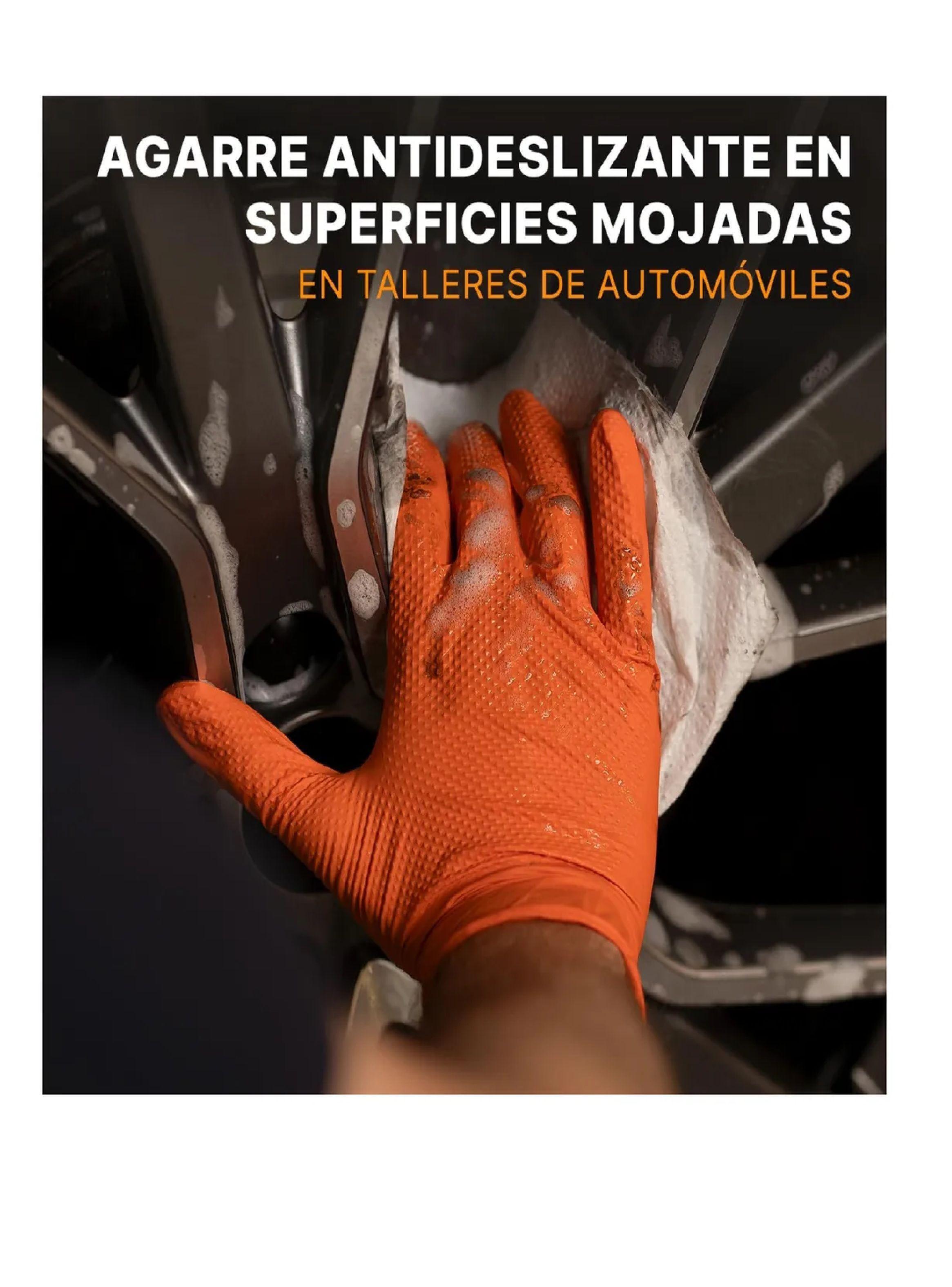 Guantes Nitrilo Naranjo Diamantado 8.5 Grs Pro M X 500unds-5