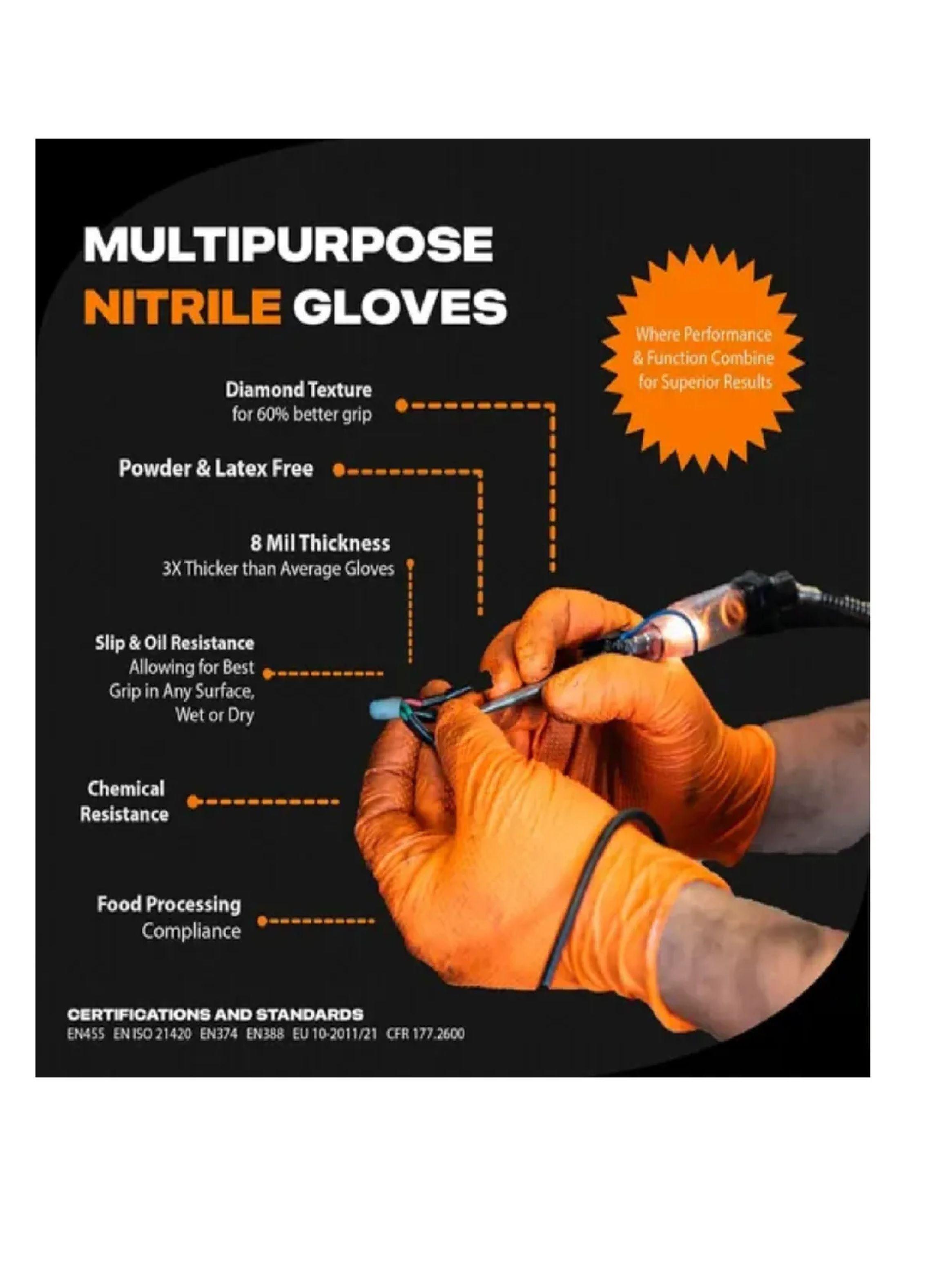 Guantes Nitrilo Naranjo Diamantado 8.5 Grs Pro M X 500unds-7