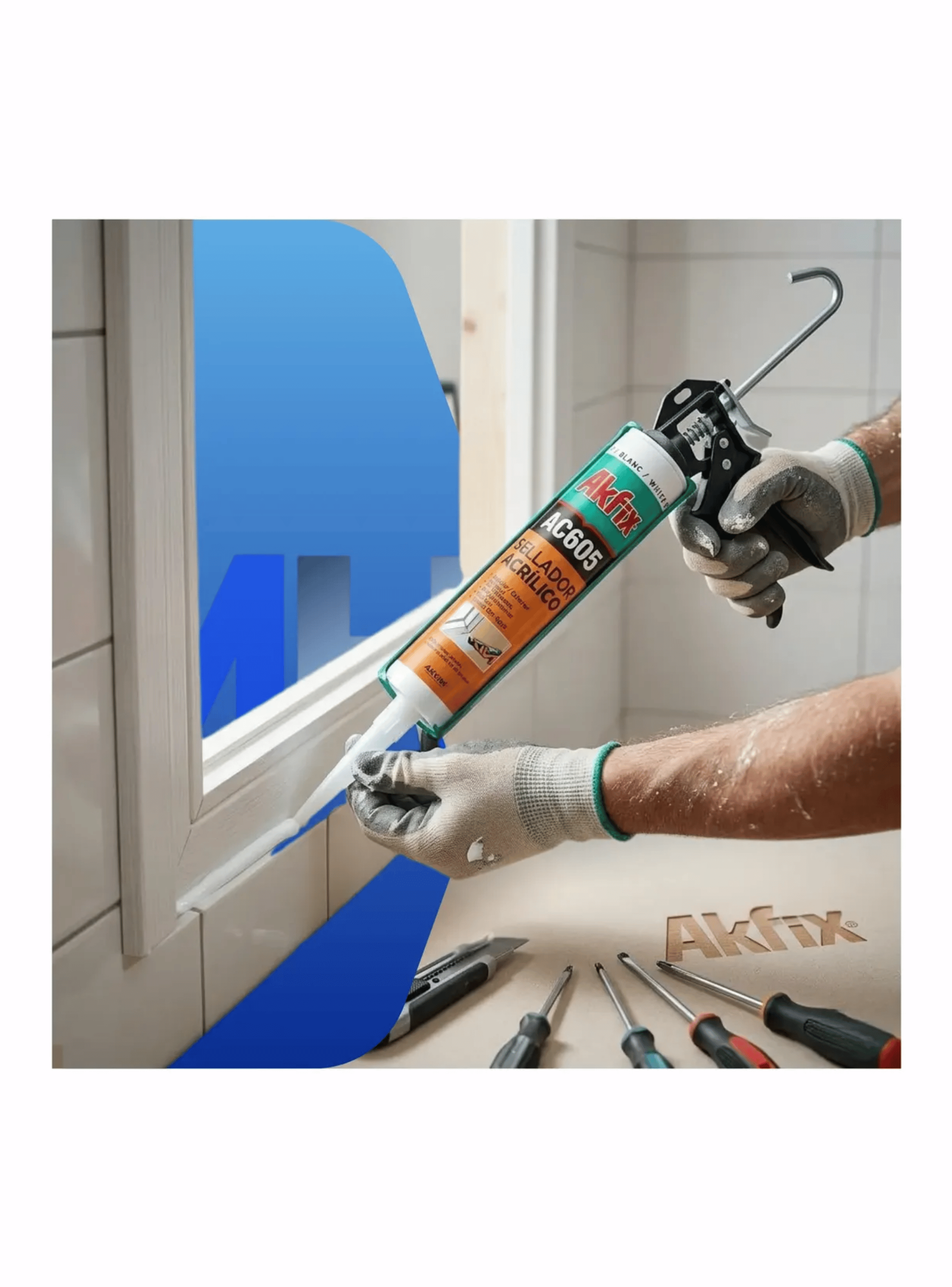 Masilla Acrilica Akfix Ac605 Sellador Grietas Pintable X6-2