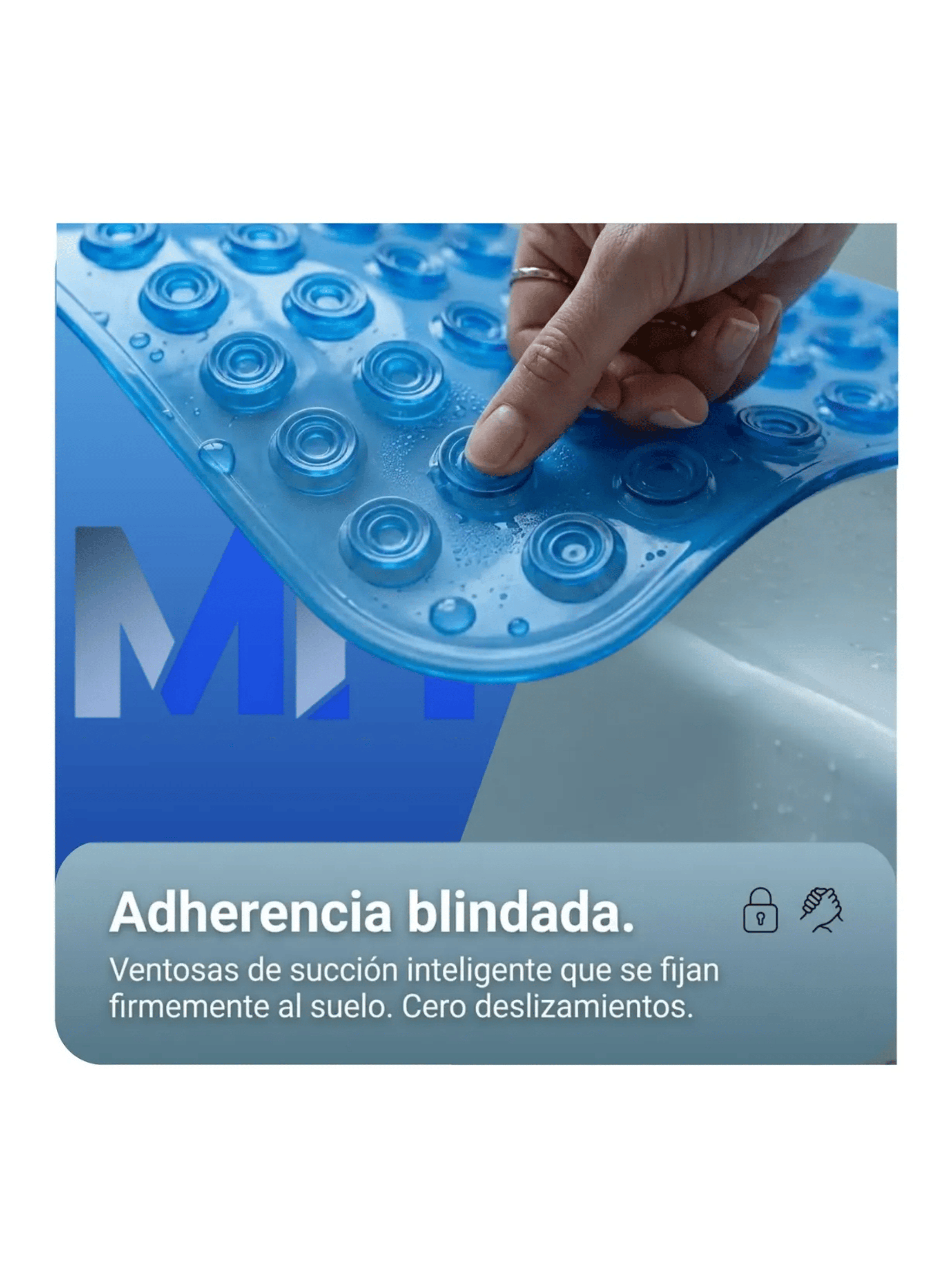 Piso De Goma Antideslizante Alfombra Ba o Ducha 70x38 Cm Azul-2