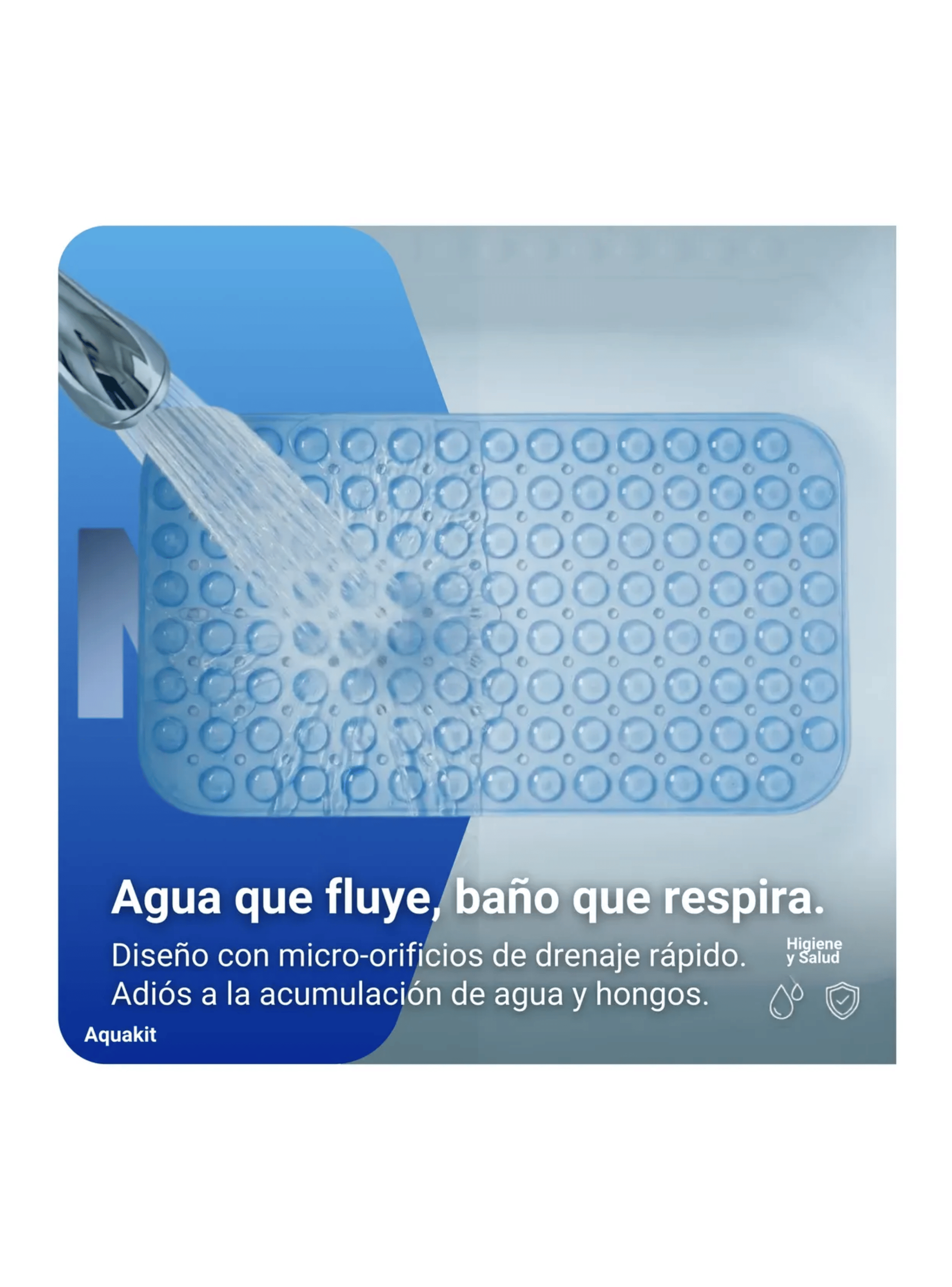 Piso De Goma Antideslizante Alfombra Ba o Ducha 70x38 Cm Azul-3