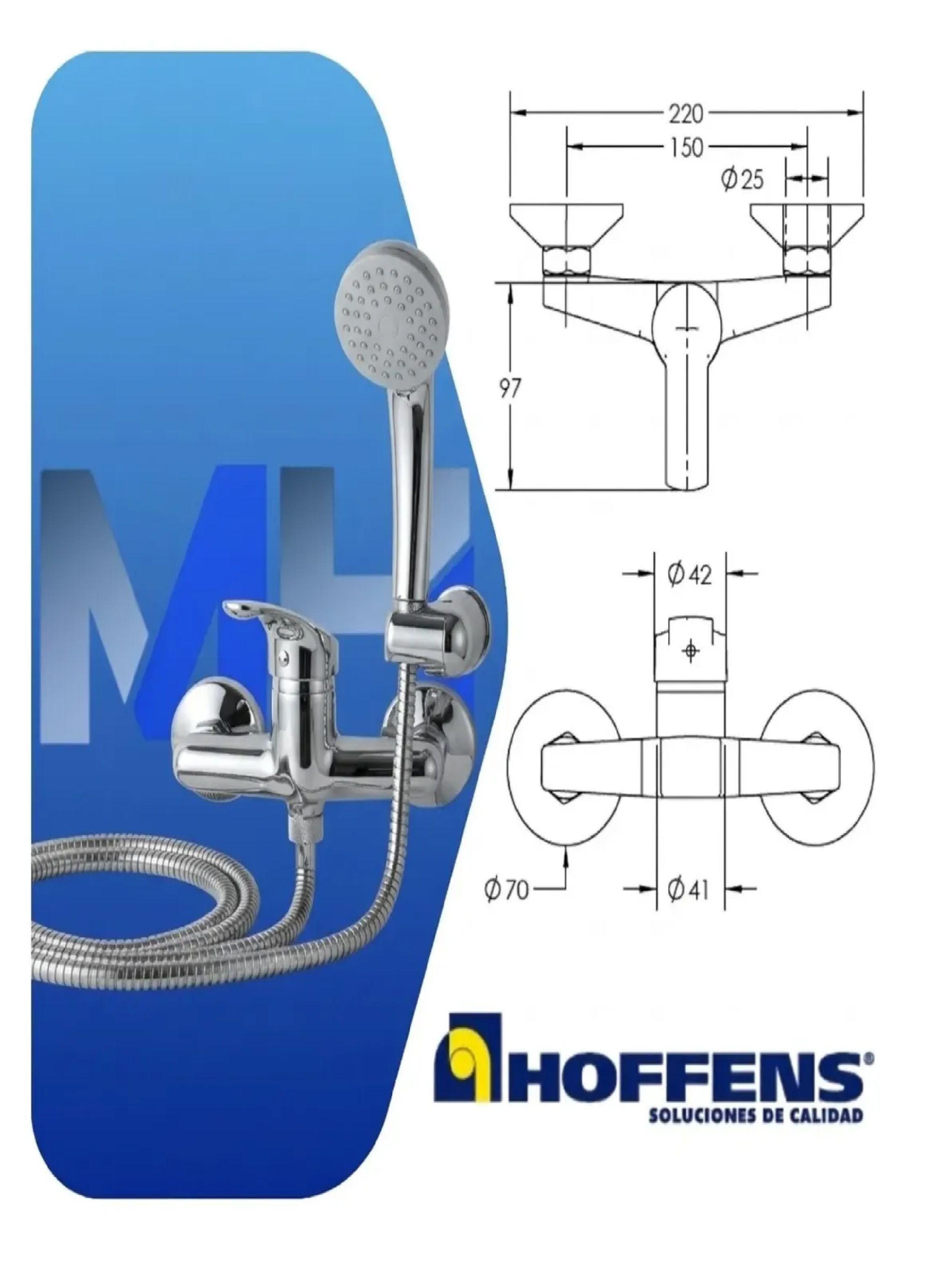 Monomando Ducha Completo + Teléfono + Flexible 1.75m Hoffens-3