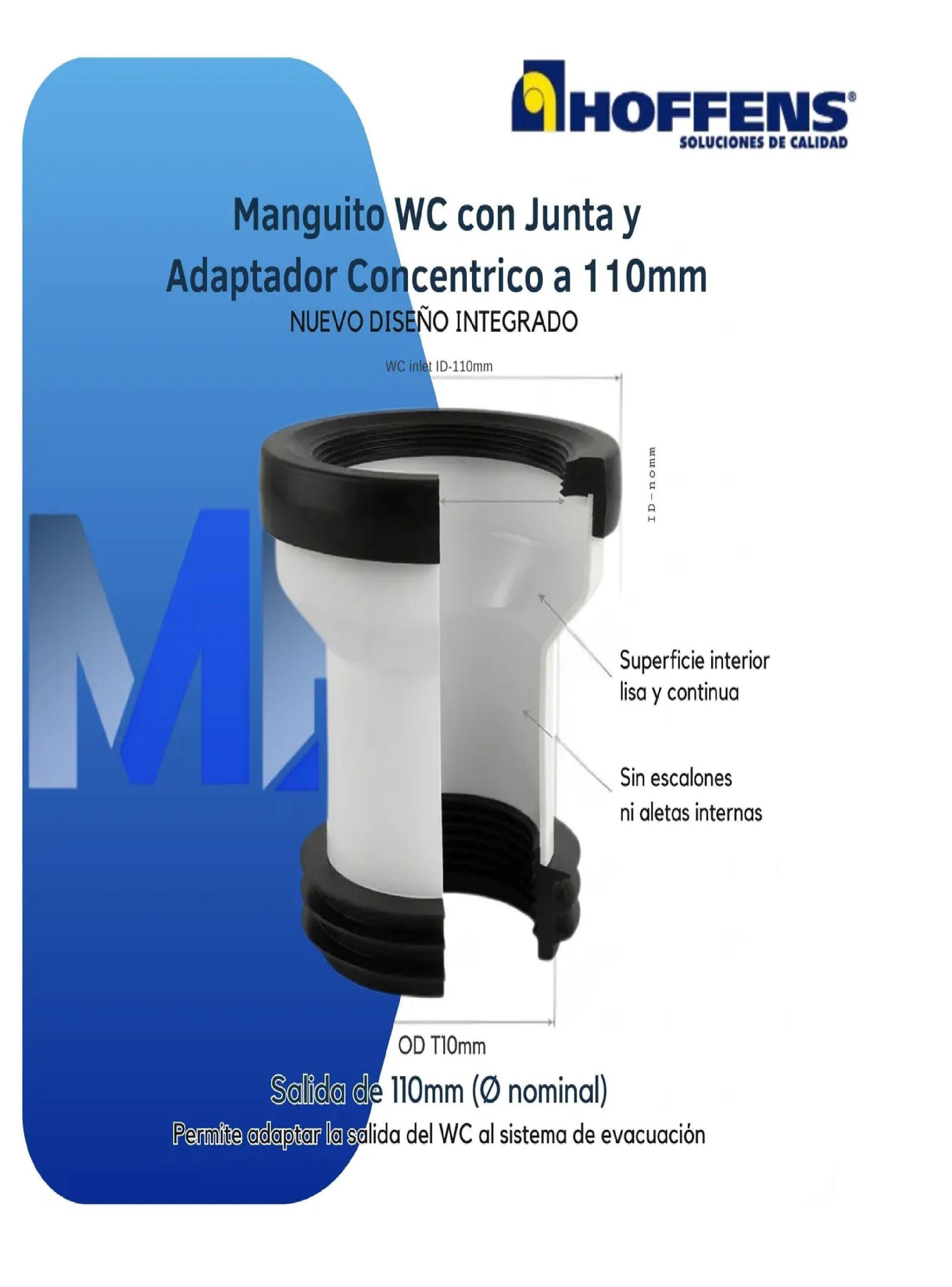 Manguito Wc Concentrico 110mm Hoffens Con Junta Y Adaptador-2