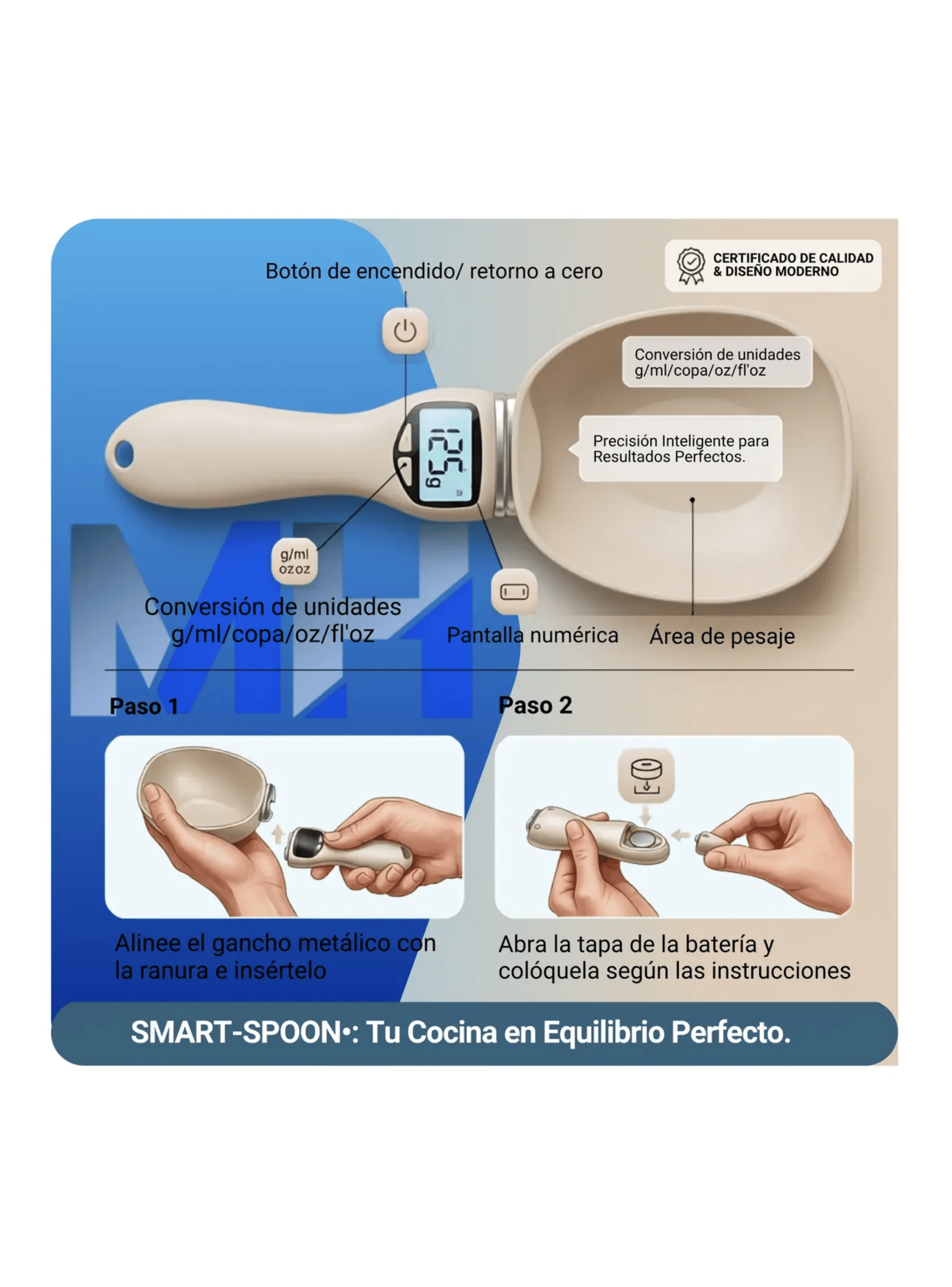 Cuchara Gramera Bascula Digital Comida Reposteria Hasta 800g-2