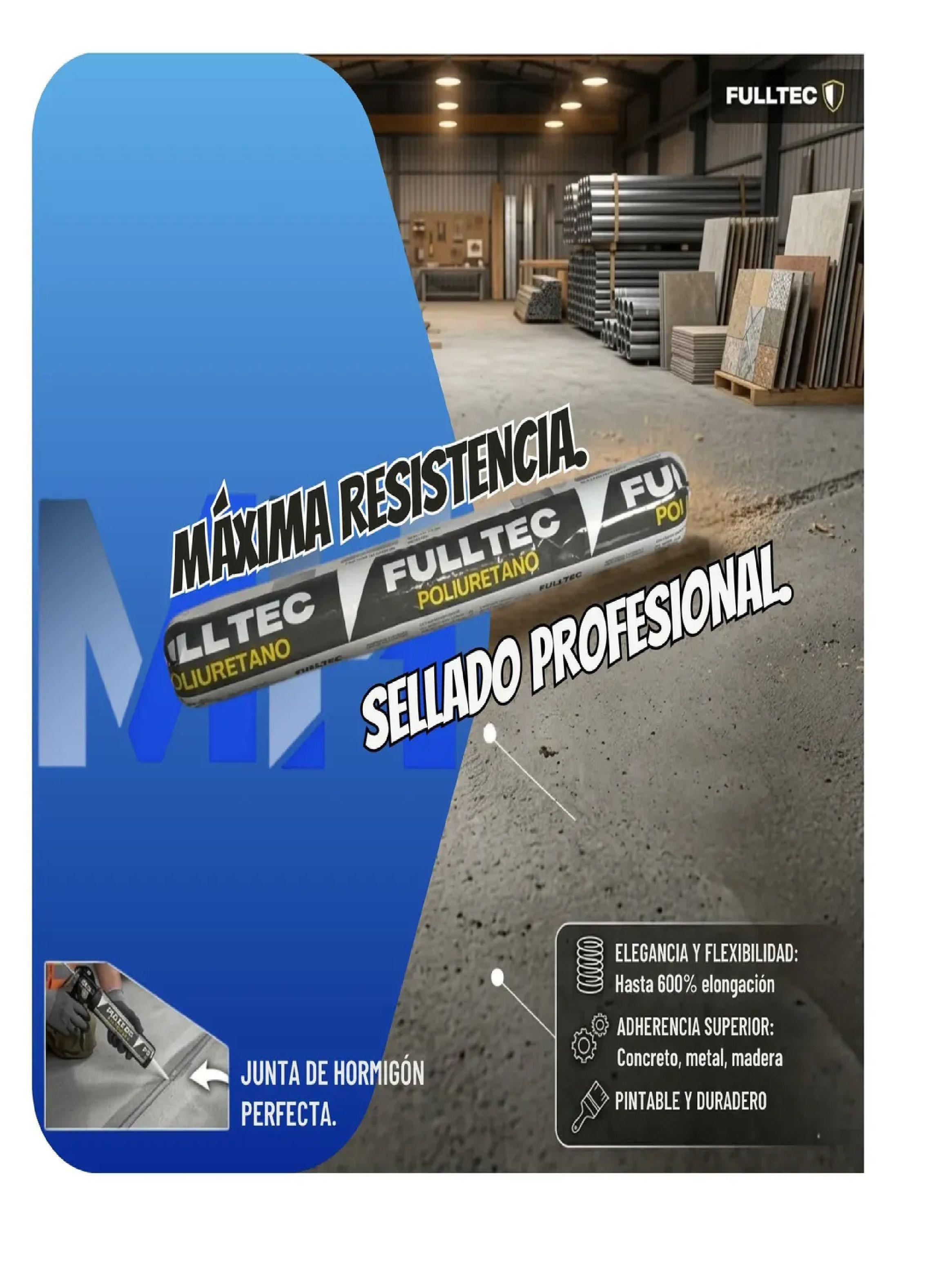 Pack 12 Sellador Poliuretano Blanco Fulltec 600ml Pu40 Sello-4