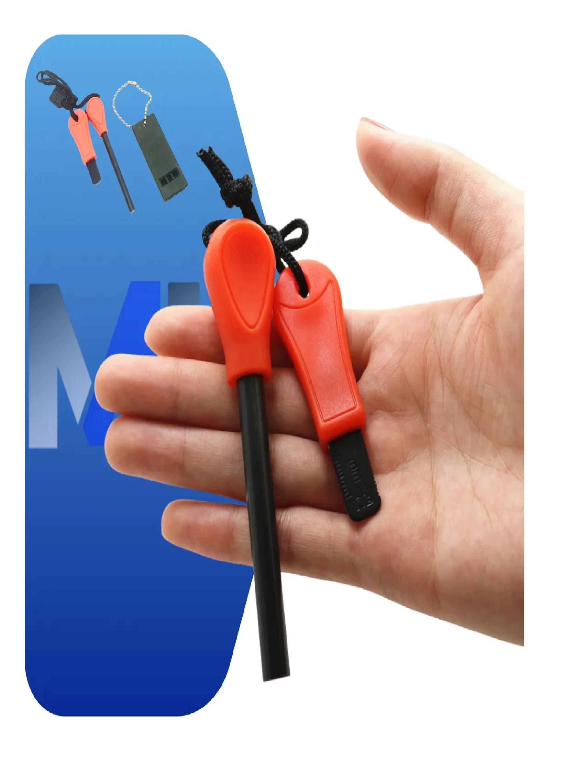 Pedernal De Magnesio + Silbato De Emergencia Supervivencia-4