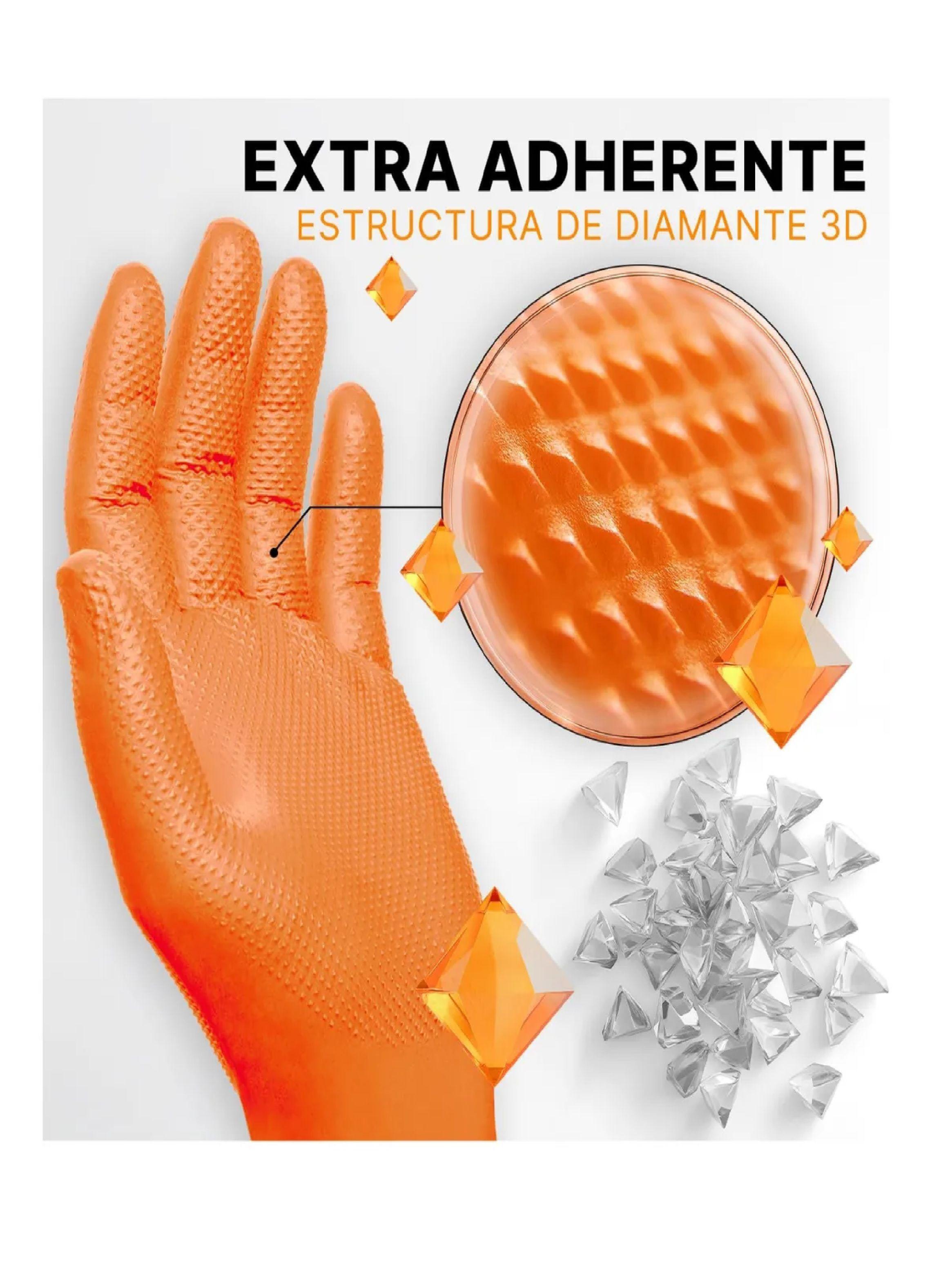 Guantes Naranjo Diamantado 8.5 Grs Pro Cleancarrier 50unds-2
