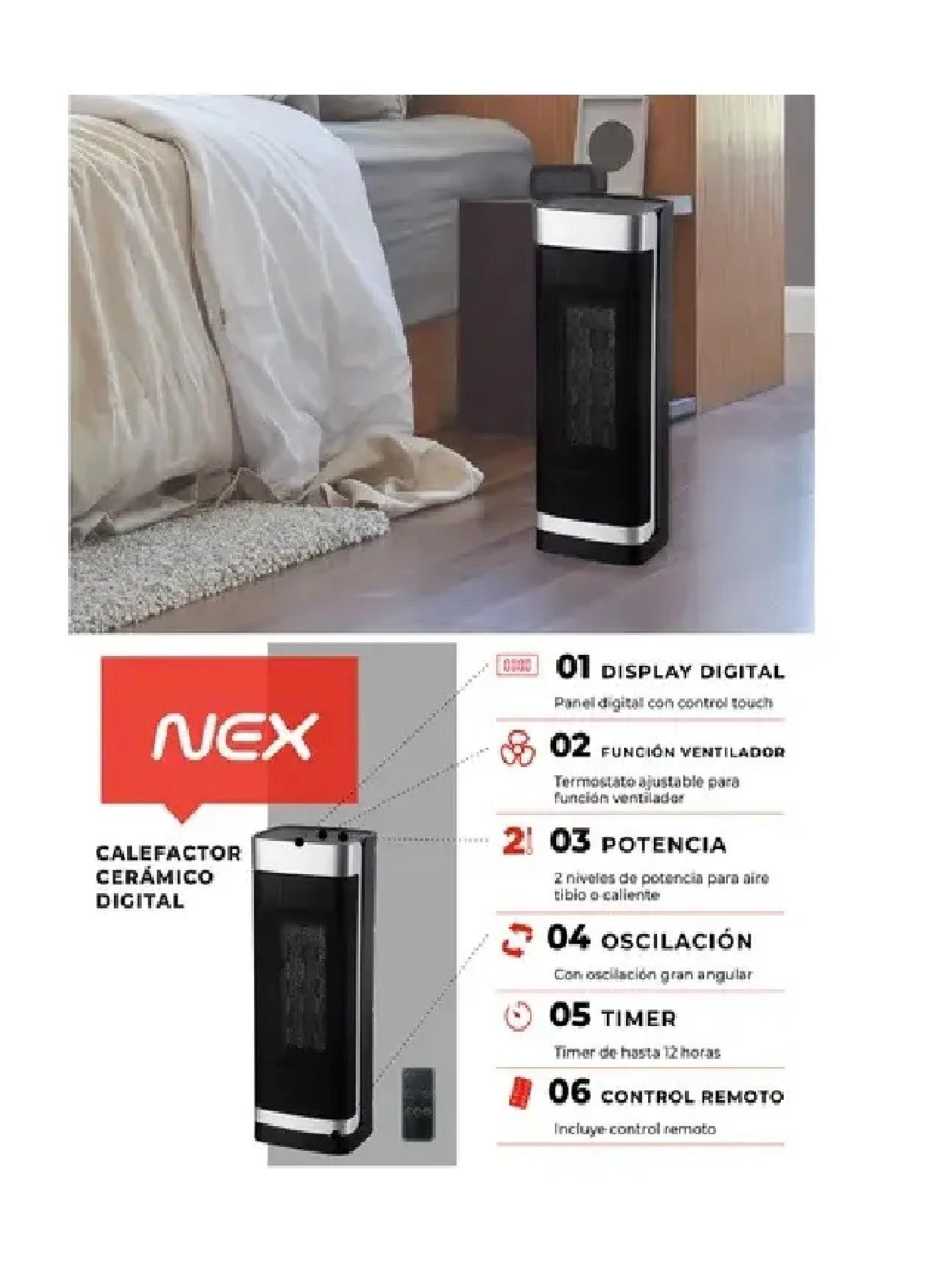 Calefactor Ceramico Digital 2000w Nex Digital Con Oscilacion-3