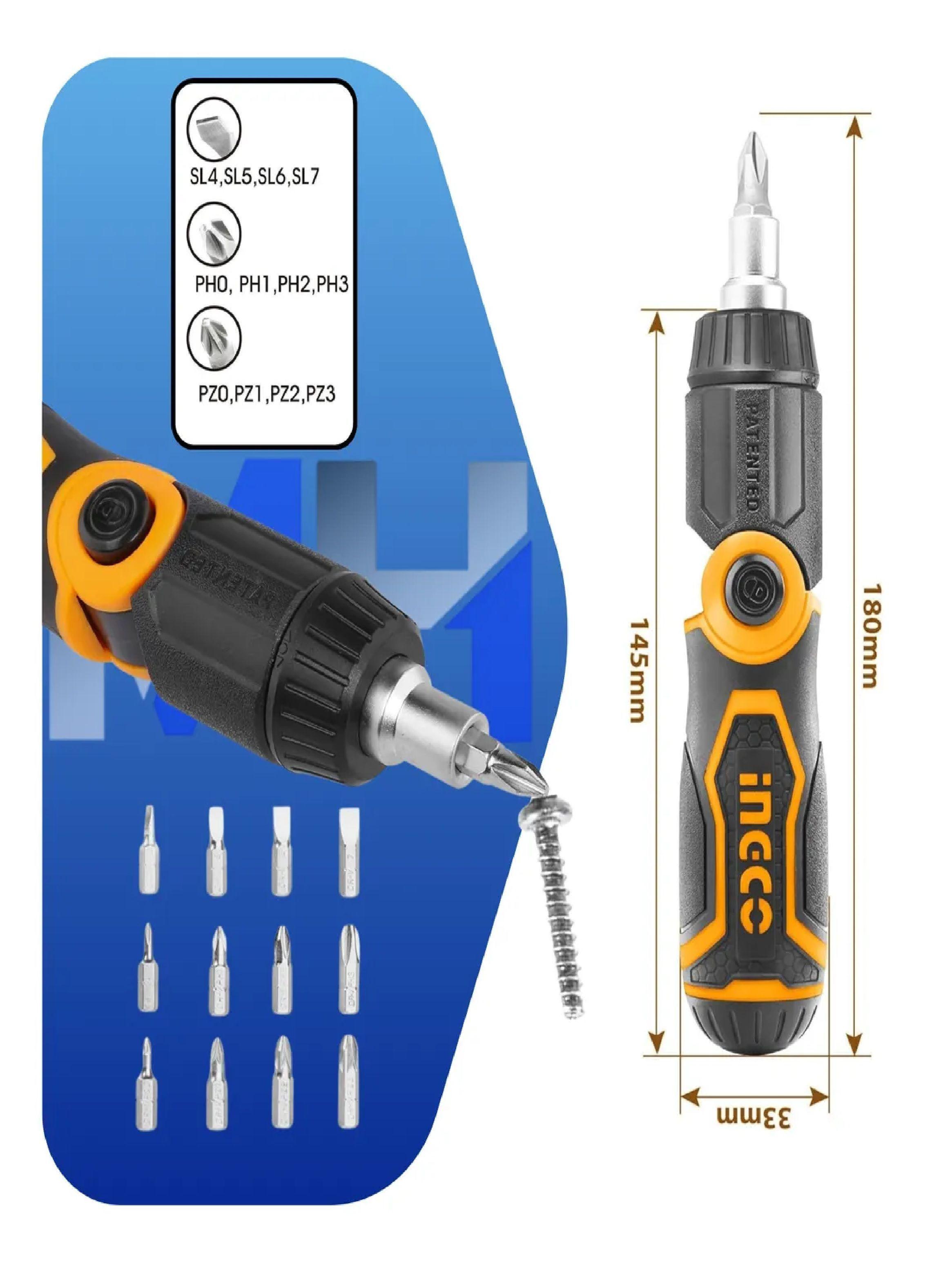 Juego De Destornillador De Ratchet Ingco 13 En 1 Versatilida-1