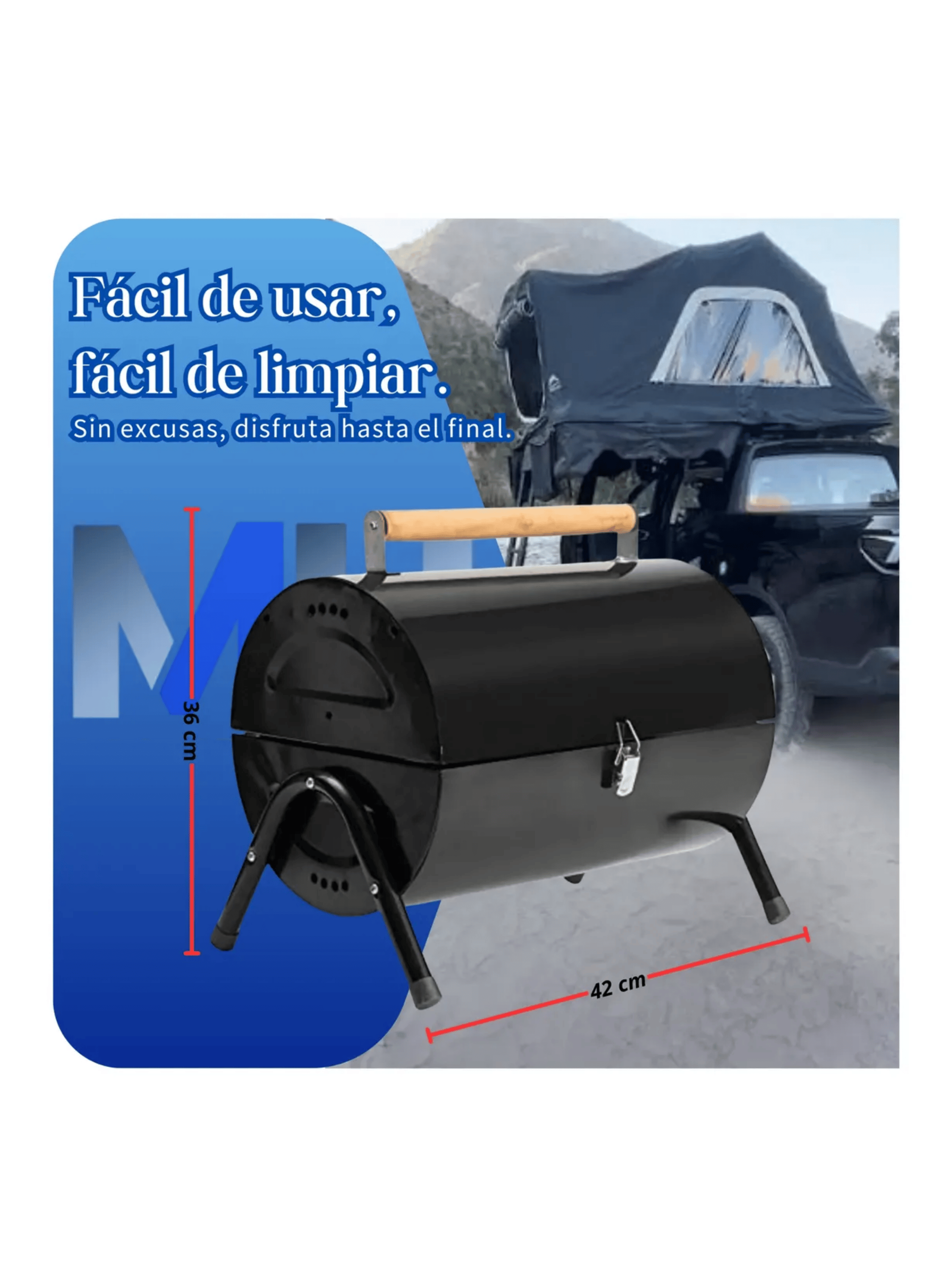 Parrilla Asador A Carbon Tipo Barril Portatil Camping-6