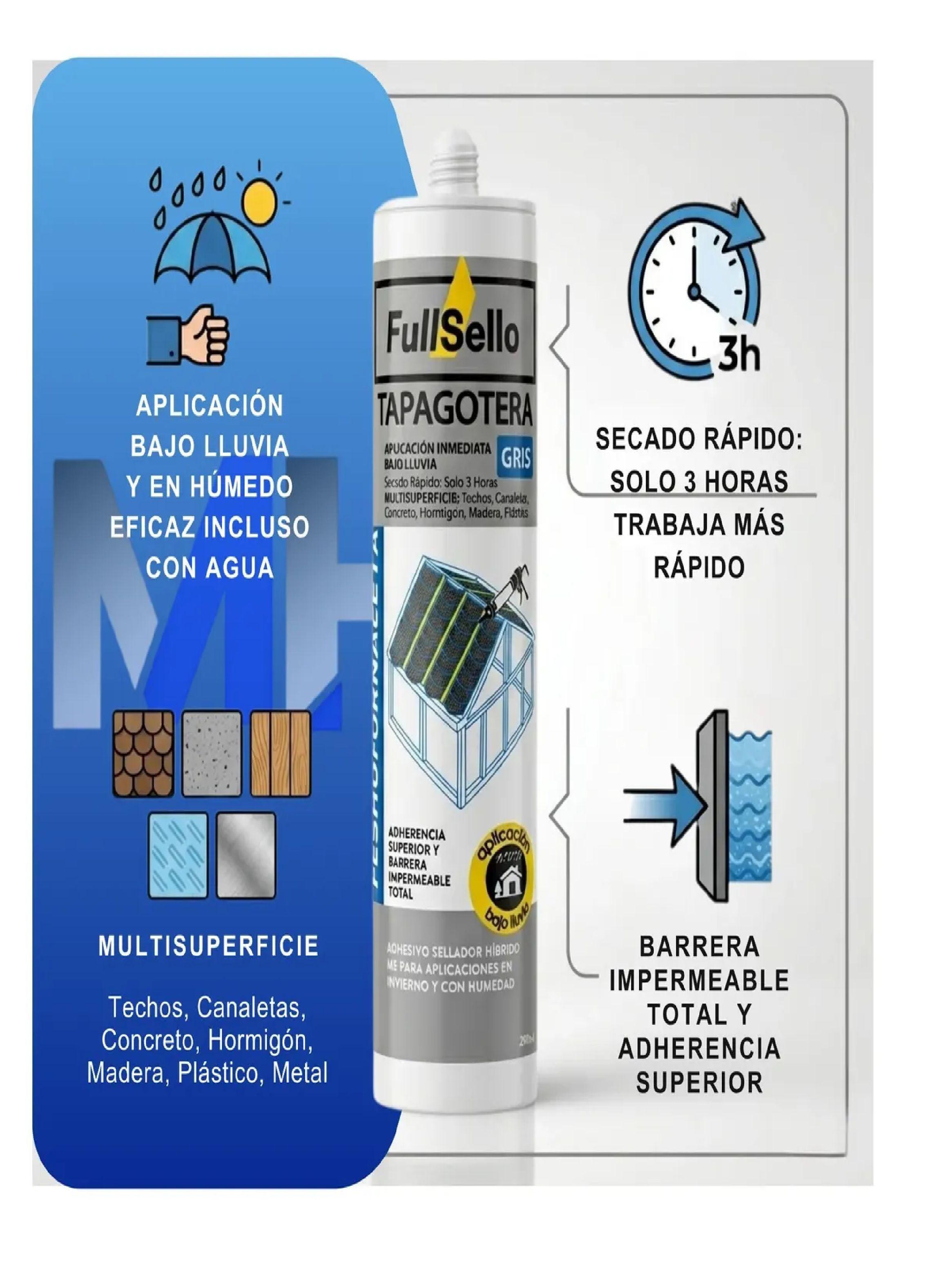 Silicona Para Goteras Emergencia Fullsello Pega En Mojado Gris Oscuro-3