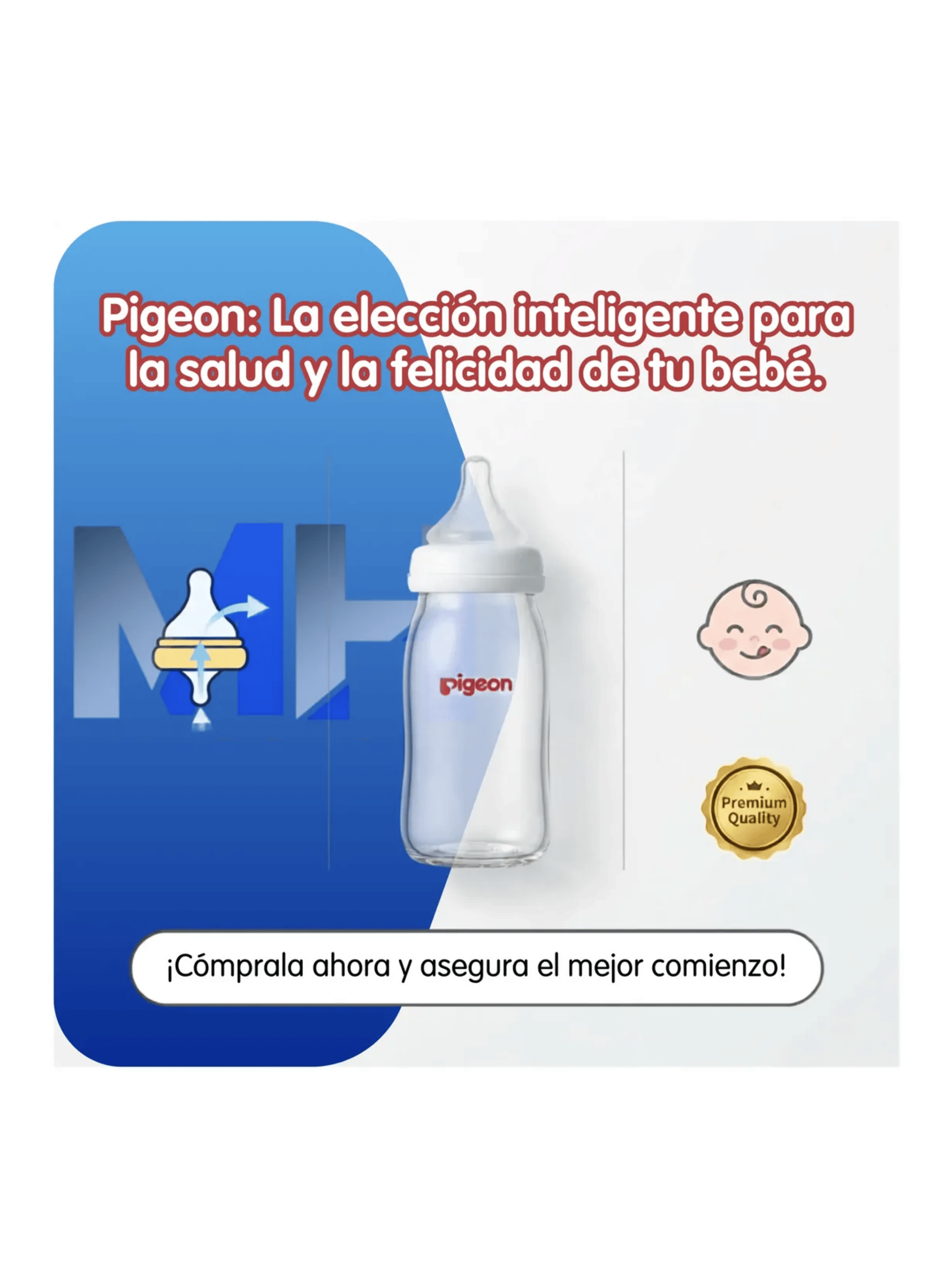 Mamadera Vidrio Pigeon Flexible 120ml Tetina Anti Colico 0m-3