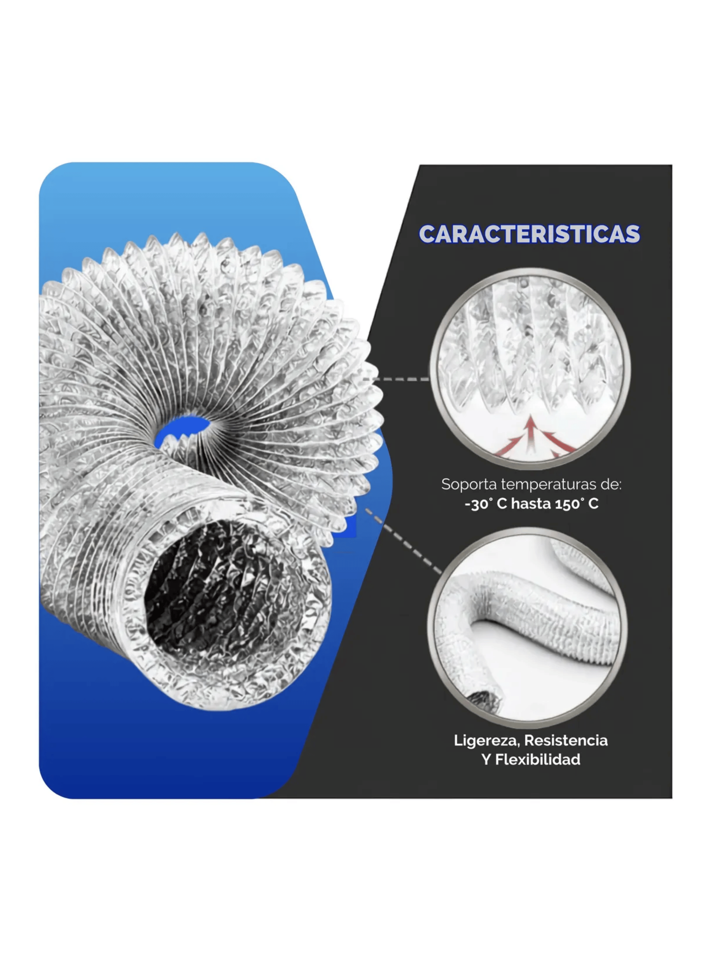 Ducto Tubo Flexible De Aluminio Para Ventilaci n 4 X 2mts-5