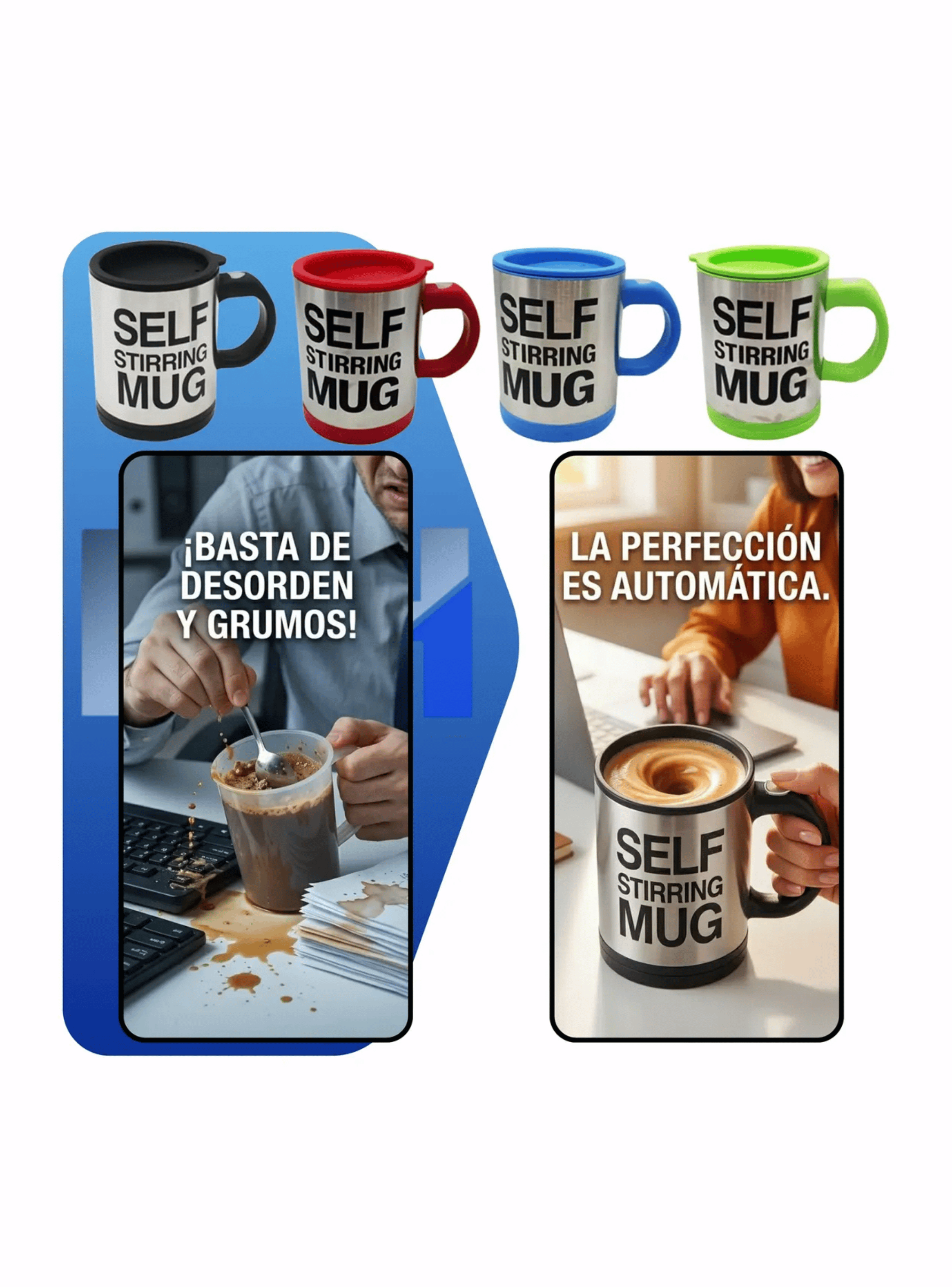 Taza Mezclador Cafe Batido Agitador Electrico Termico 450ml Rojo-5