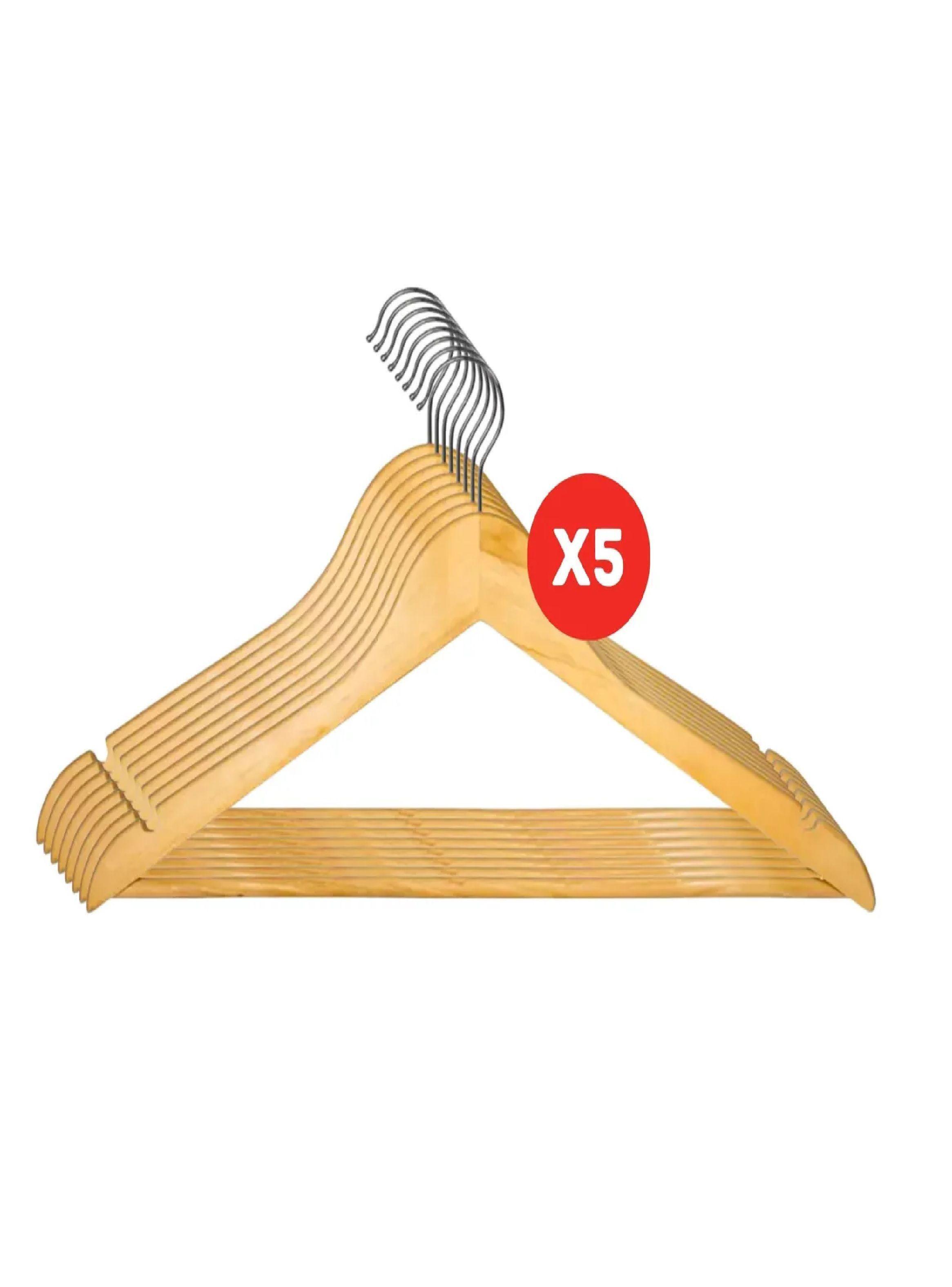 Pack X5 Set 8 Colgadores De Madera 40 Uni Ganchos Perchas-0