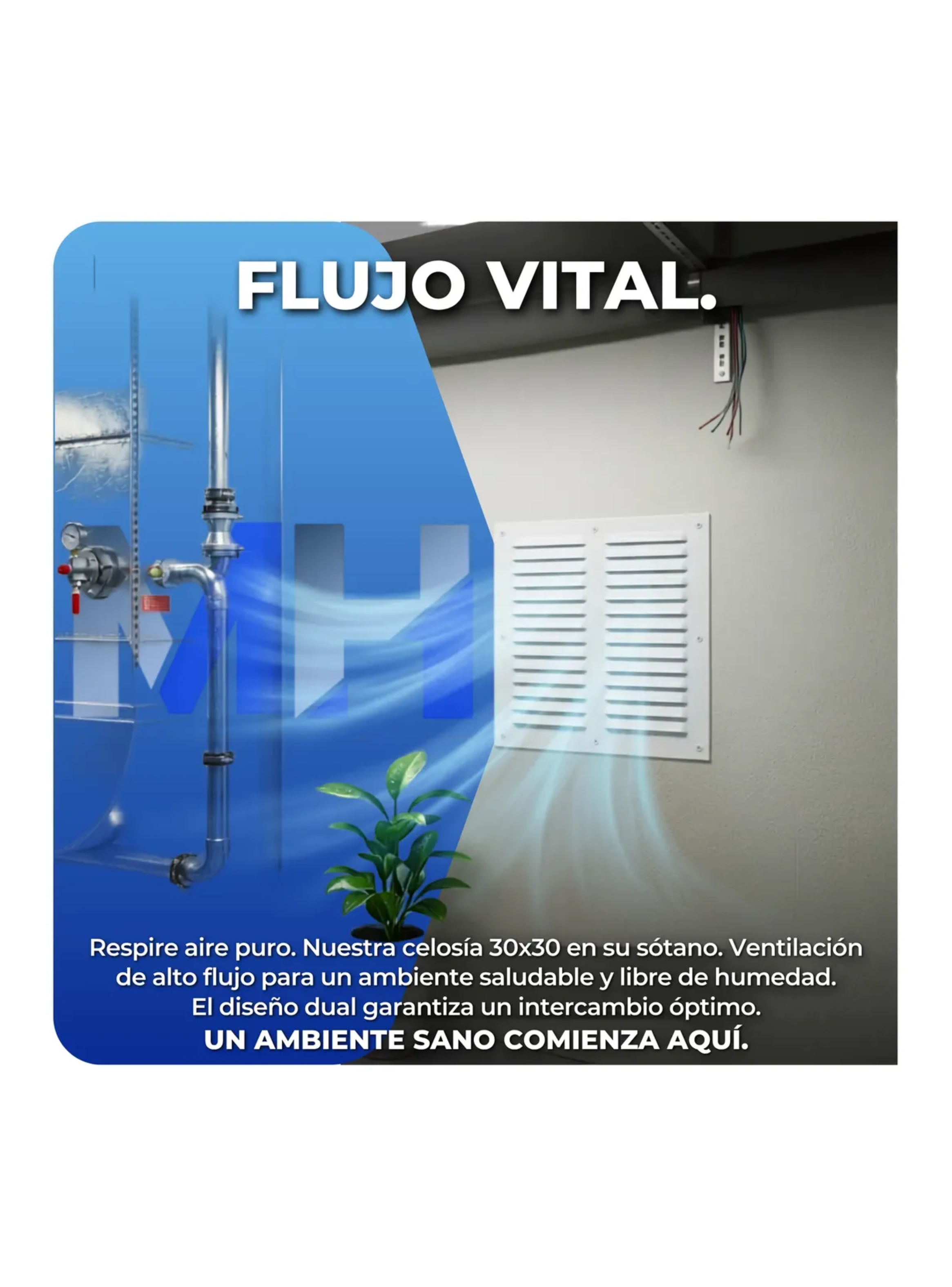 Celosia De Ventilacion Aluminio 30x30 Cm Blanca Rejilla-3