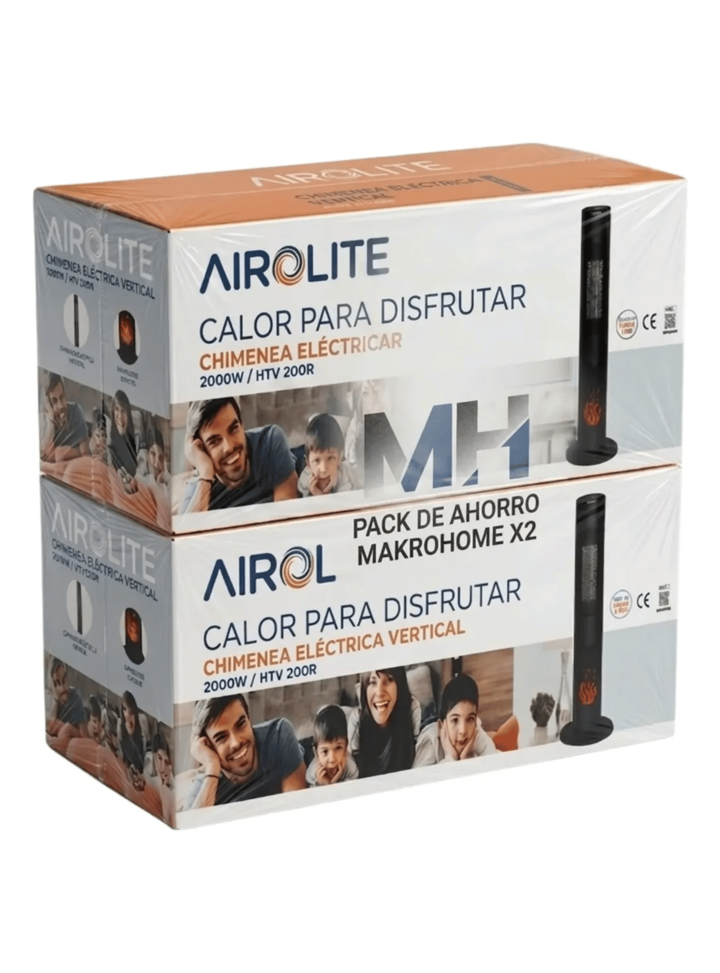 Pack X2 Chimenea Electrica 2000w Estilo Y Calor Ceramico-0