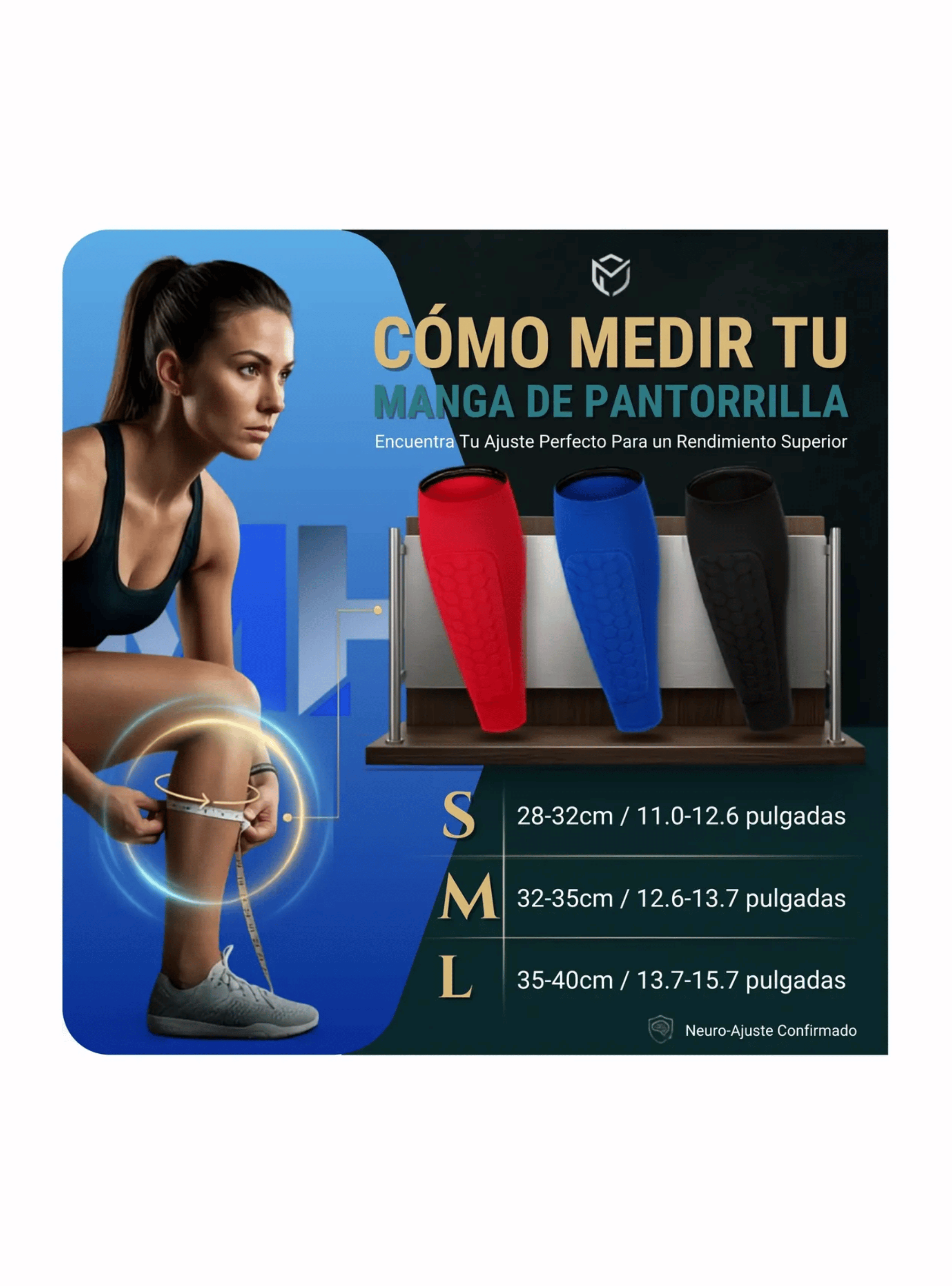 Pantorrilla Manga Compresion Espinillera Panal Futbol Deportivo Rojo Talla M-2