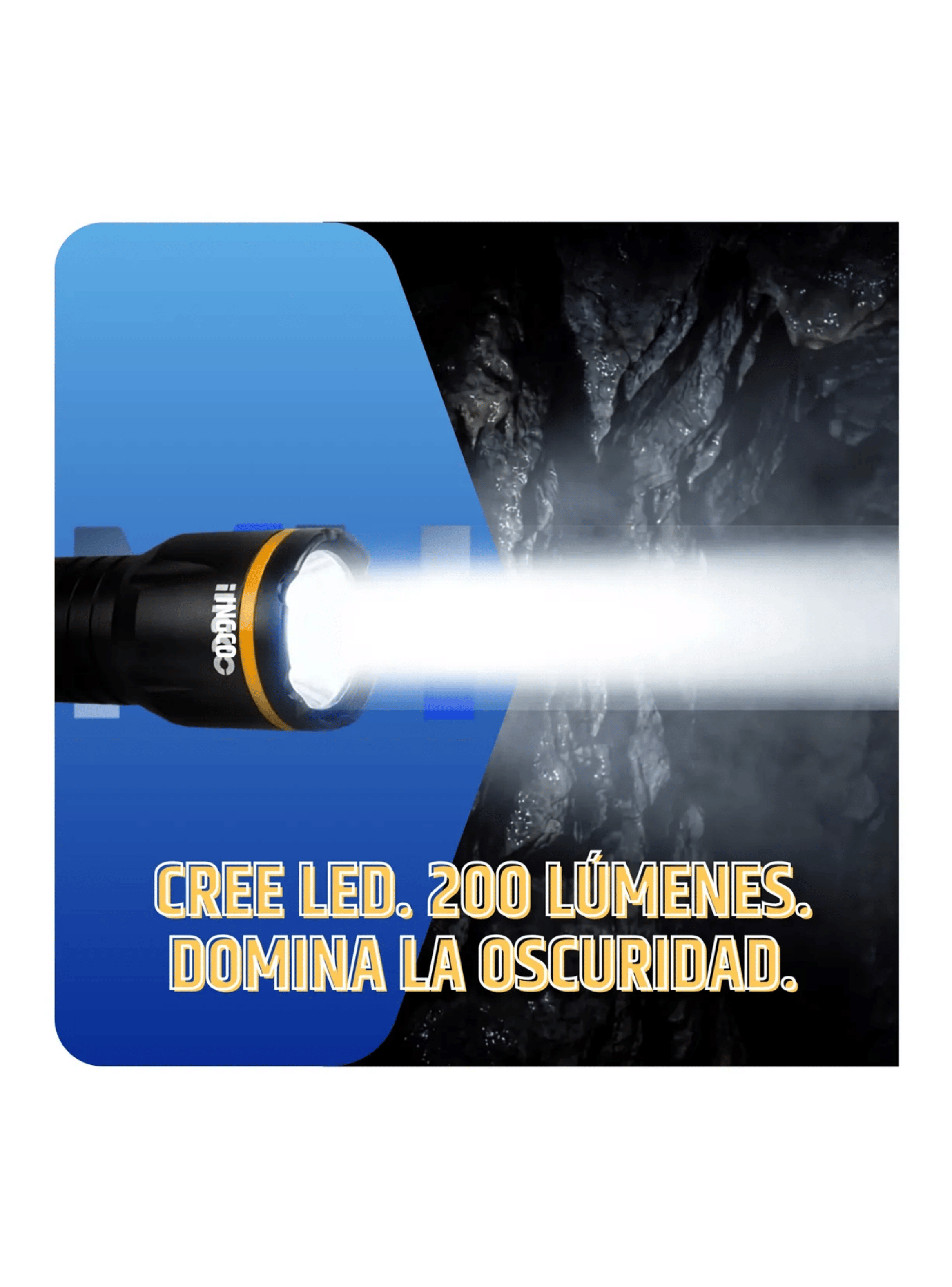 Linterna Led 3w Aluminio Ingco 200 L menes 3 Pilas Aaa-2