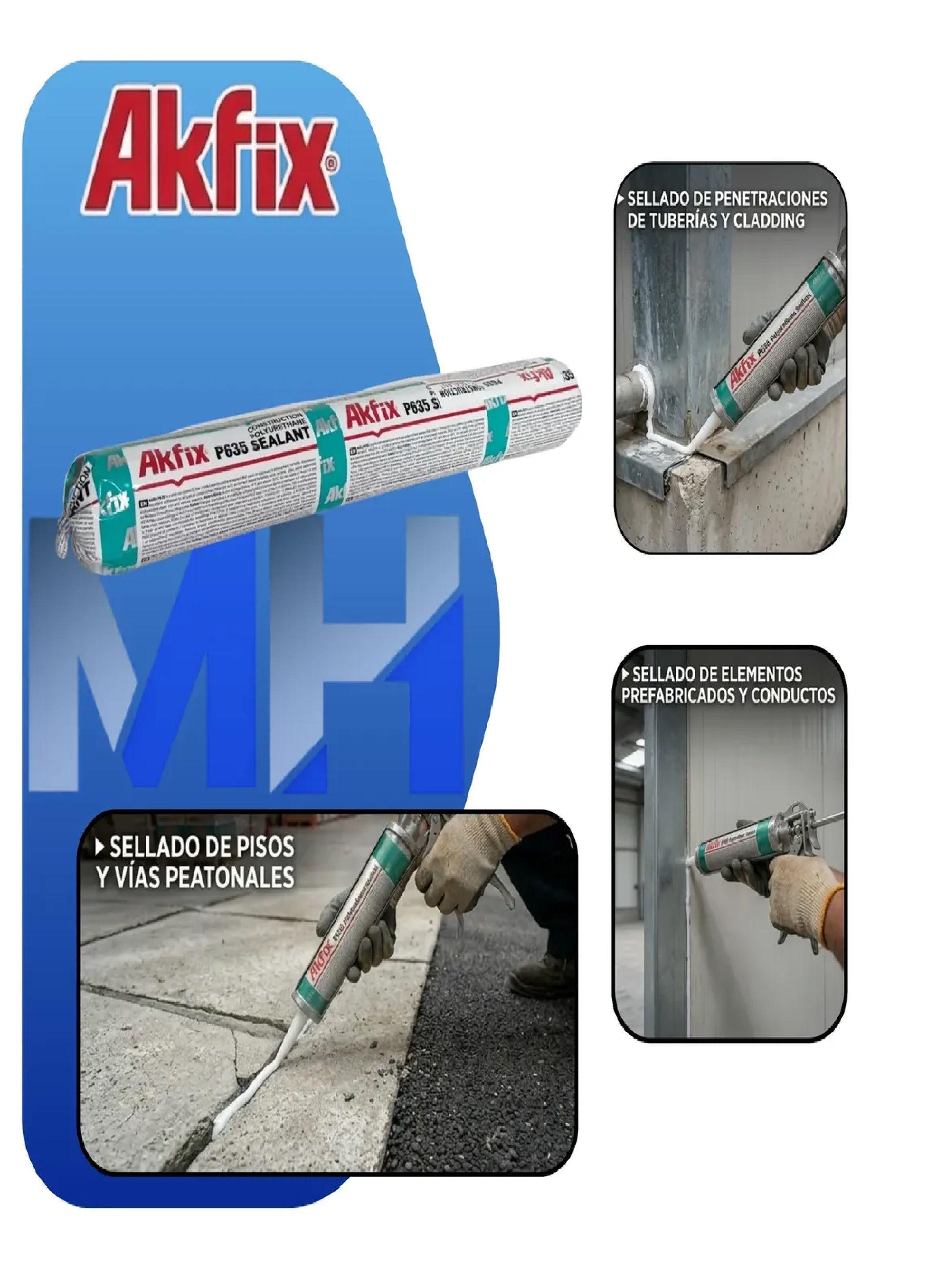 Pack 12 Sellador Poliuretano Akfix P635 Blanco Juntas Muros-2