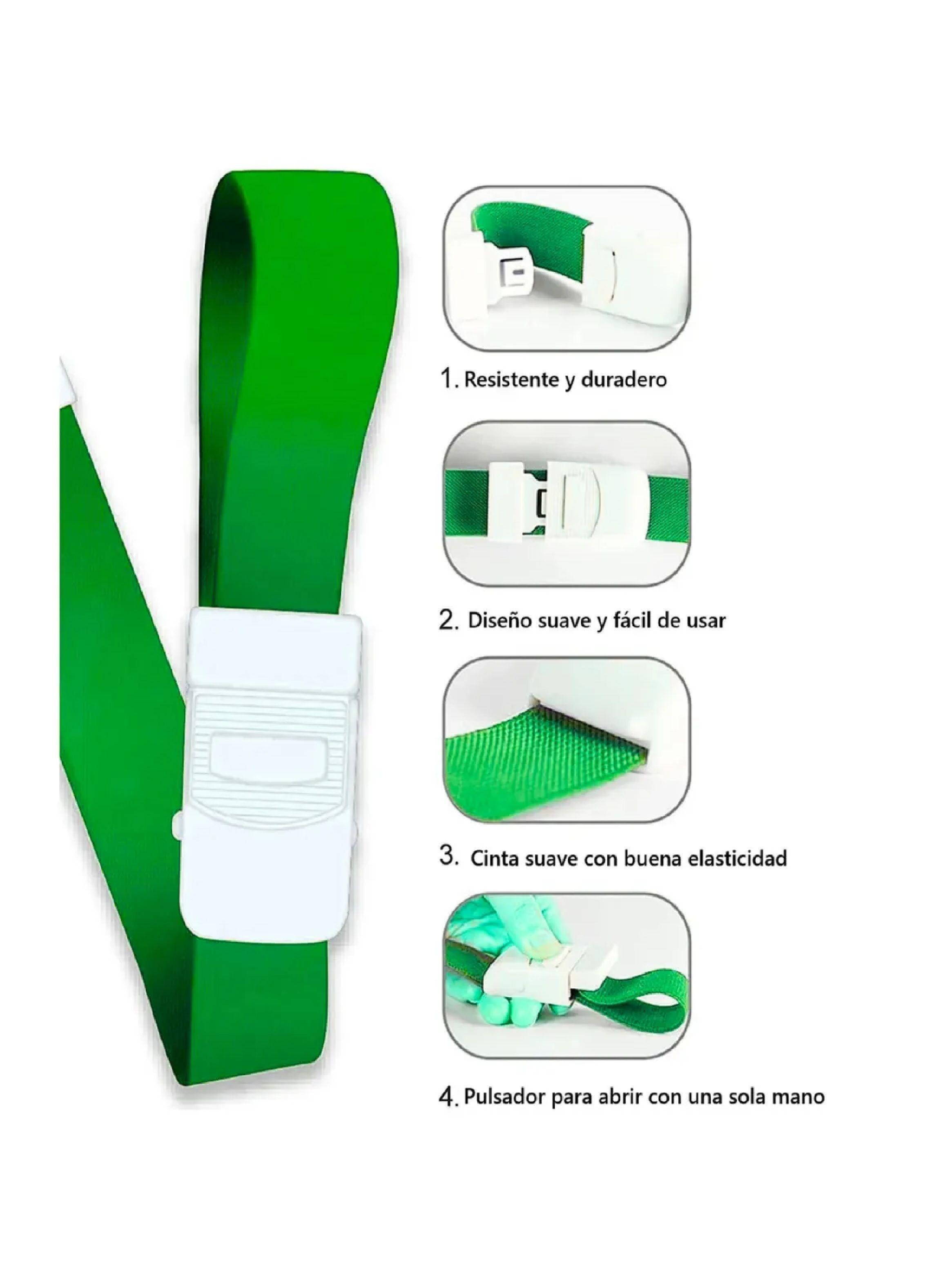 Torniquete Ligadura Elastico Hebilla Medicas Verde 2 Unid-2
