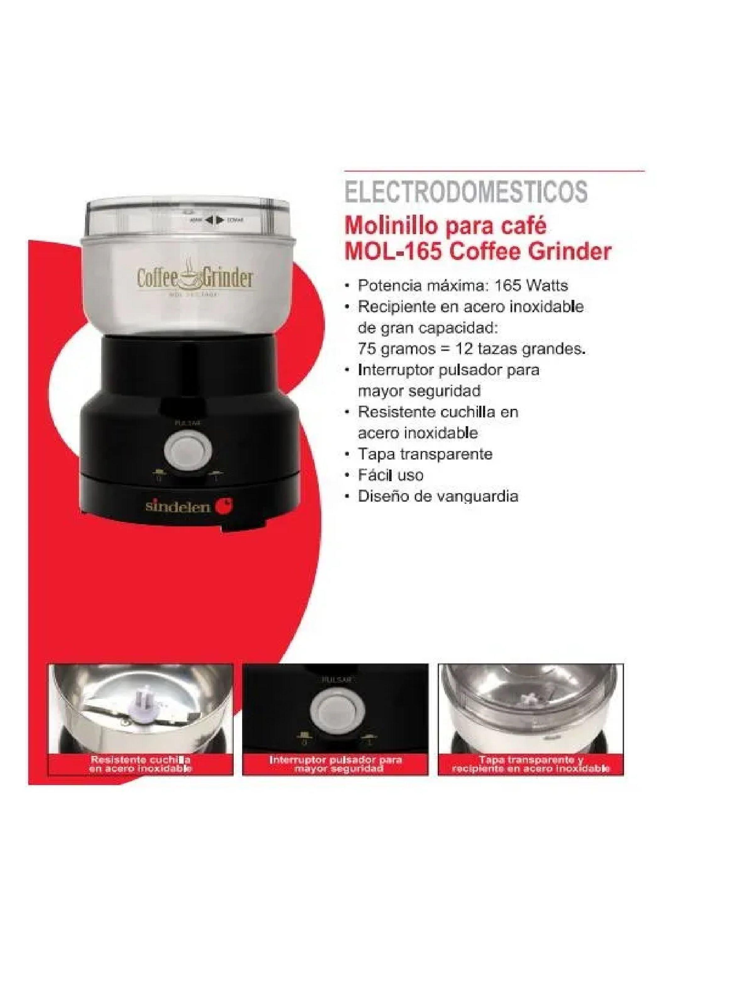 Molinillo Electrico De Café Sindelen 12 Tazas Color Negro-4