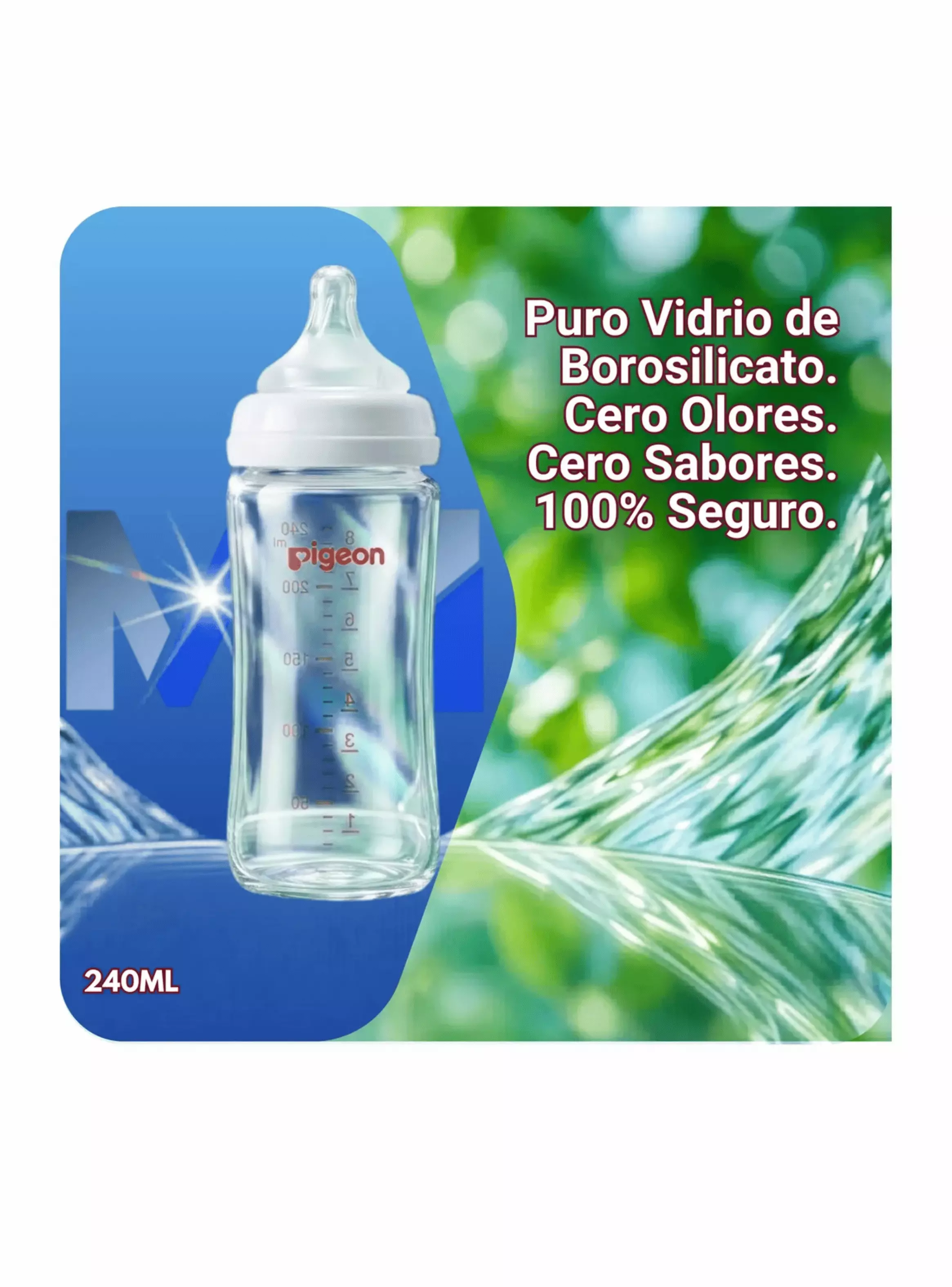 Mamadera Vidrio Pigeon Softouch 240ml Anticolico Biberon-2
