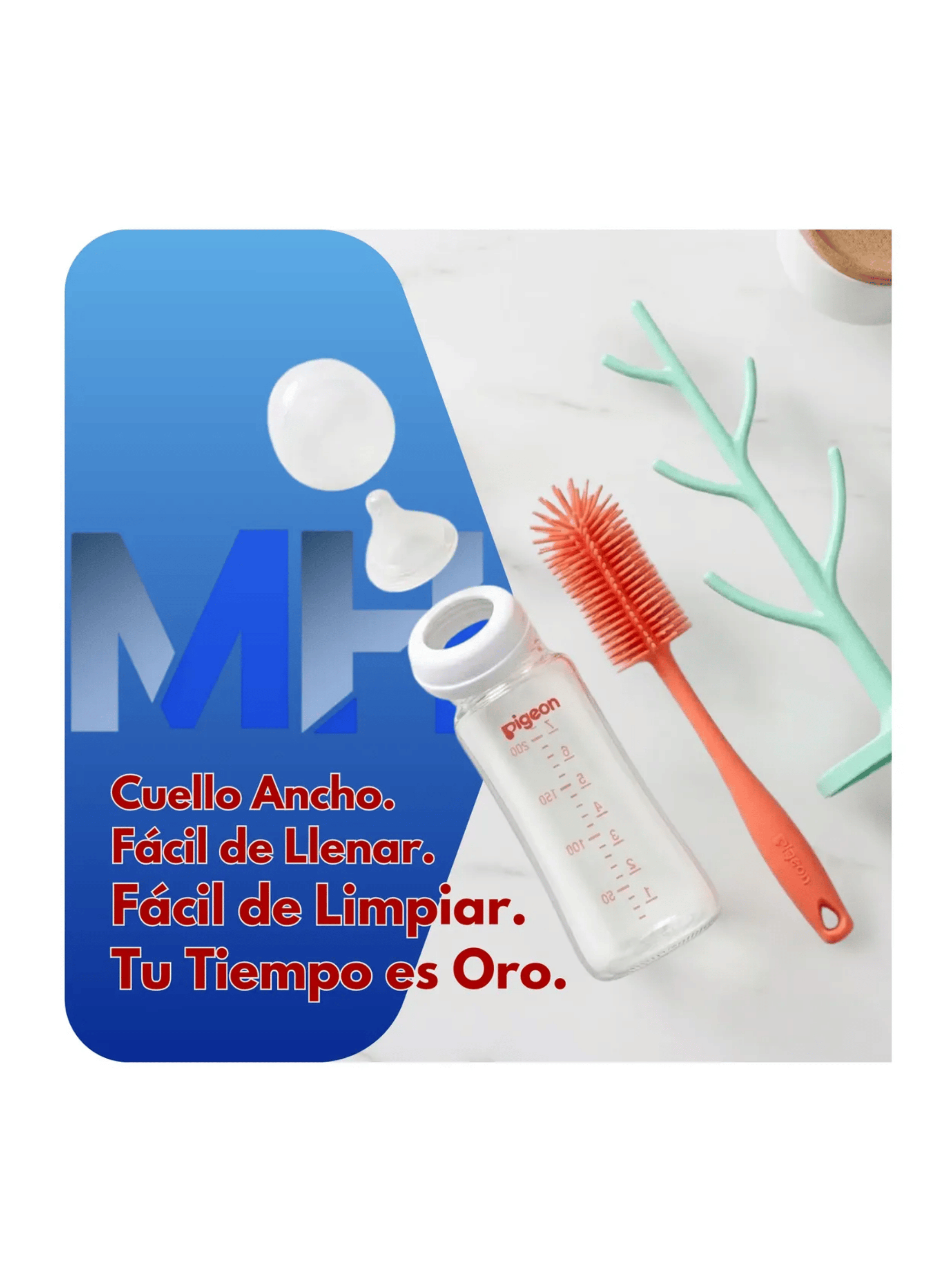 Mamadera Vidrio Pigeon Softouch 240ml Anticolico Biberon-3