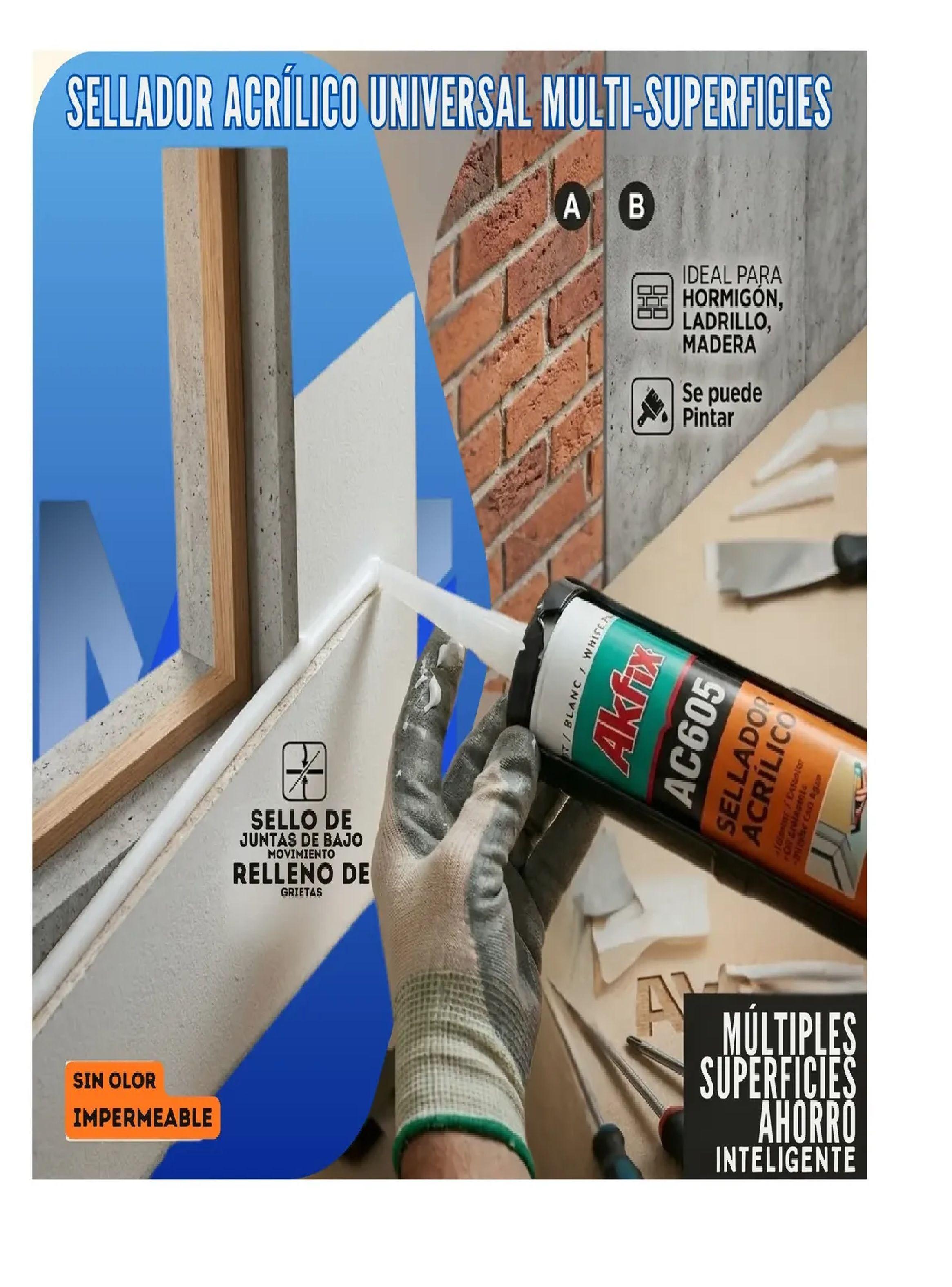 Masilla Acrilica Akfix Ac605 Sellador Grietas Pintable X3-4